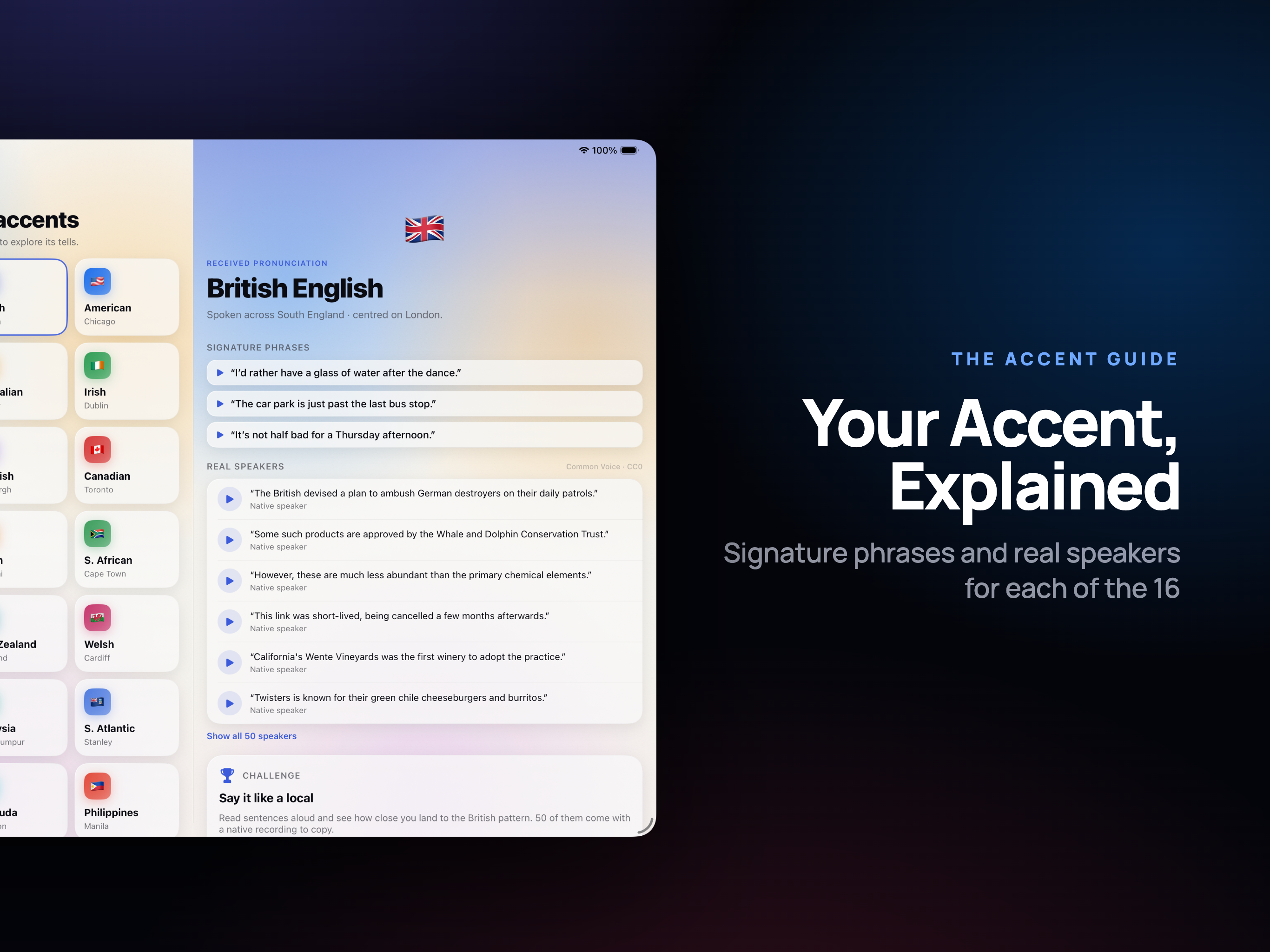 Accent Test on iPad, screen 3
