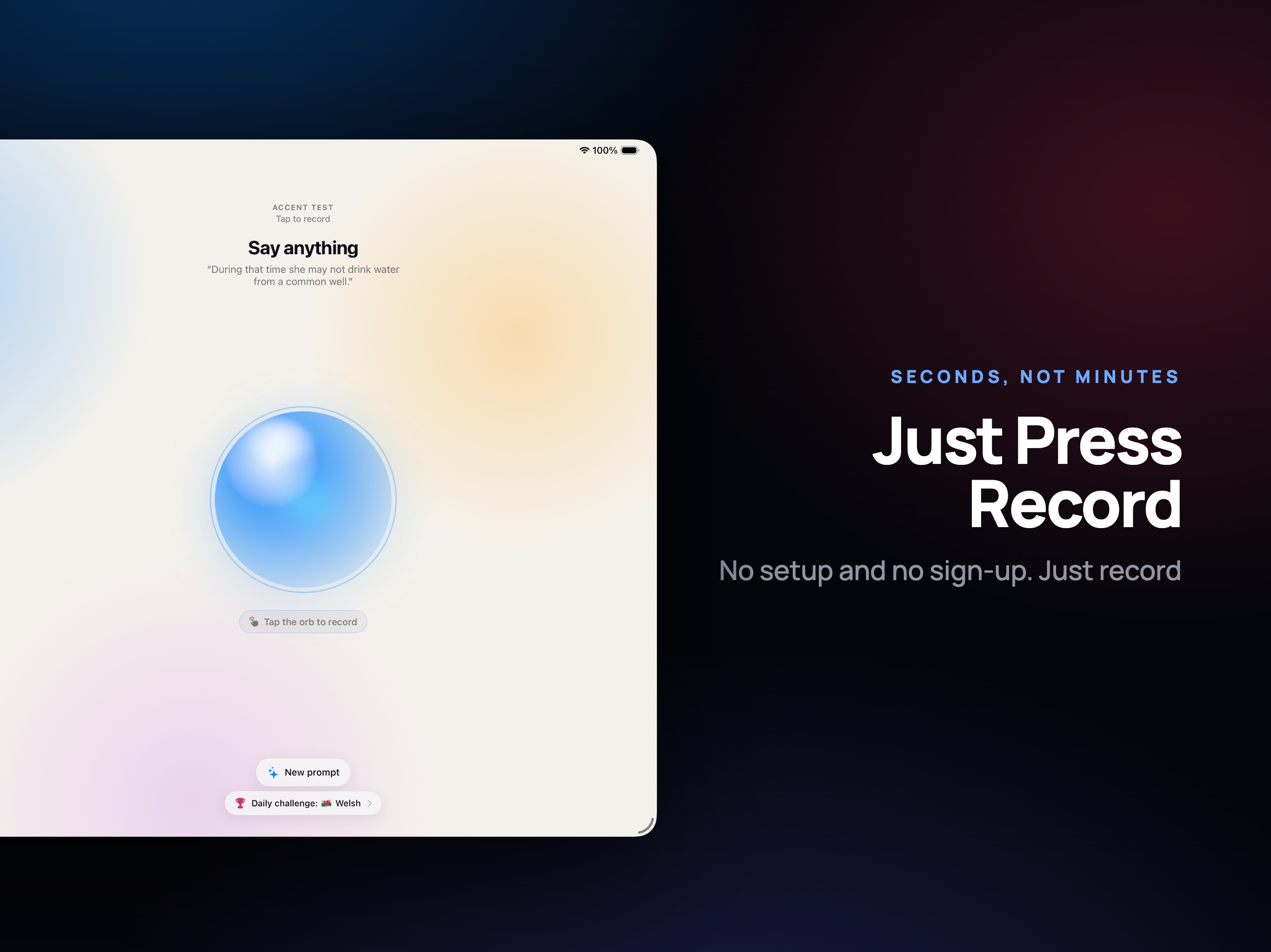 Accent Test on iPad, screen 9