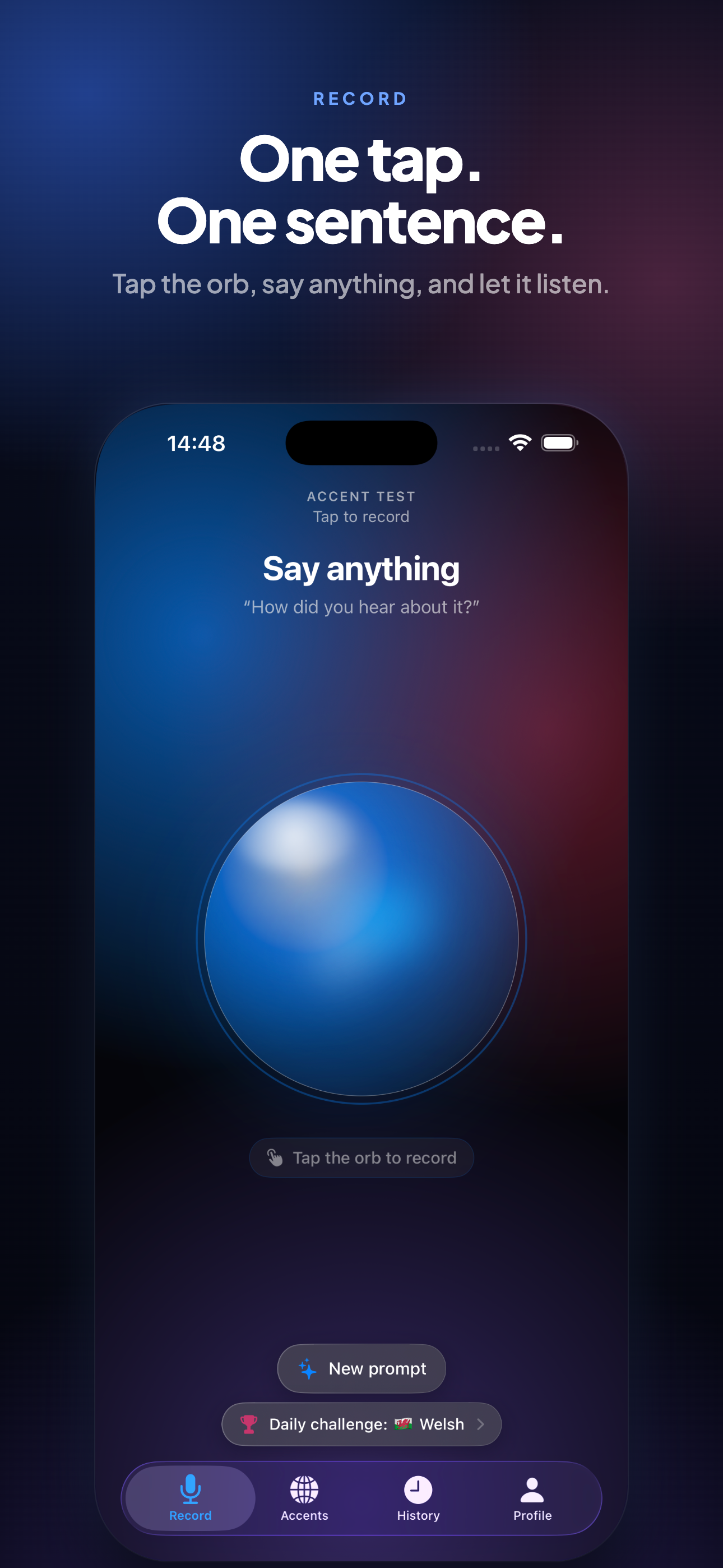 Accent Test on iPhone, screen 2