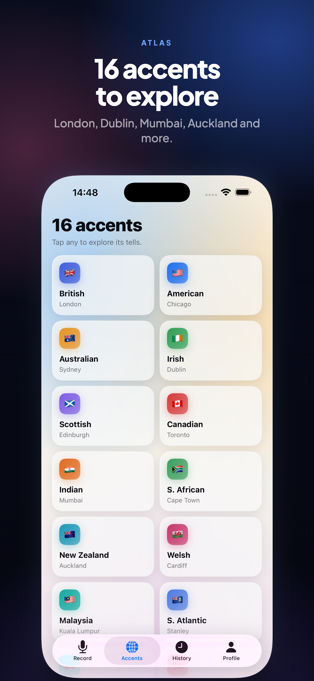 Accent Test on iPhone, screen 3