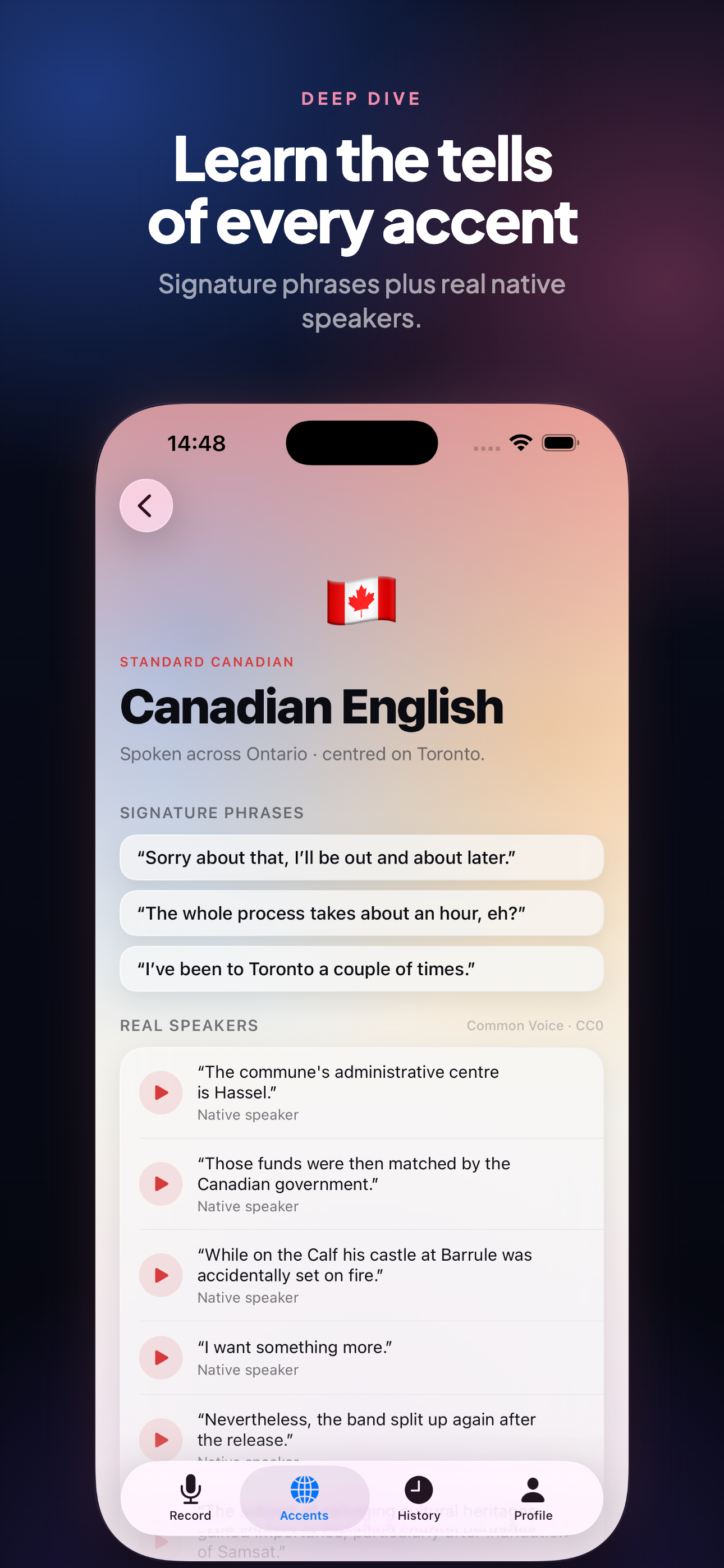 Accent Test on iPhone, screen 4