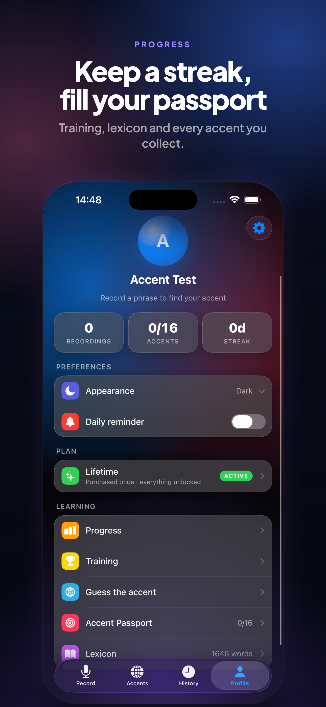 Accent Test on iPhone, screen 7