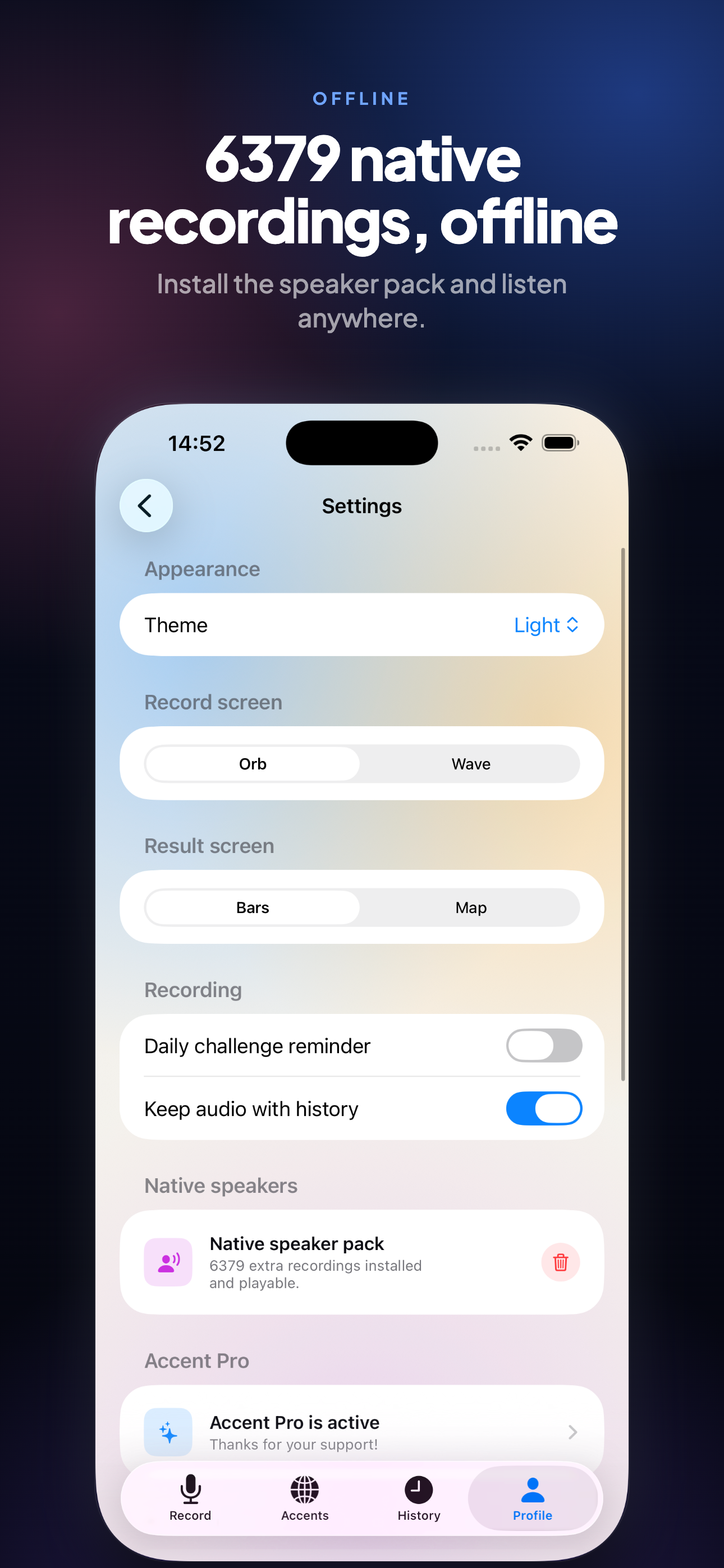 Accent Test on iPhone, screen 9