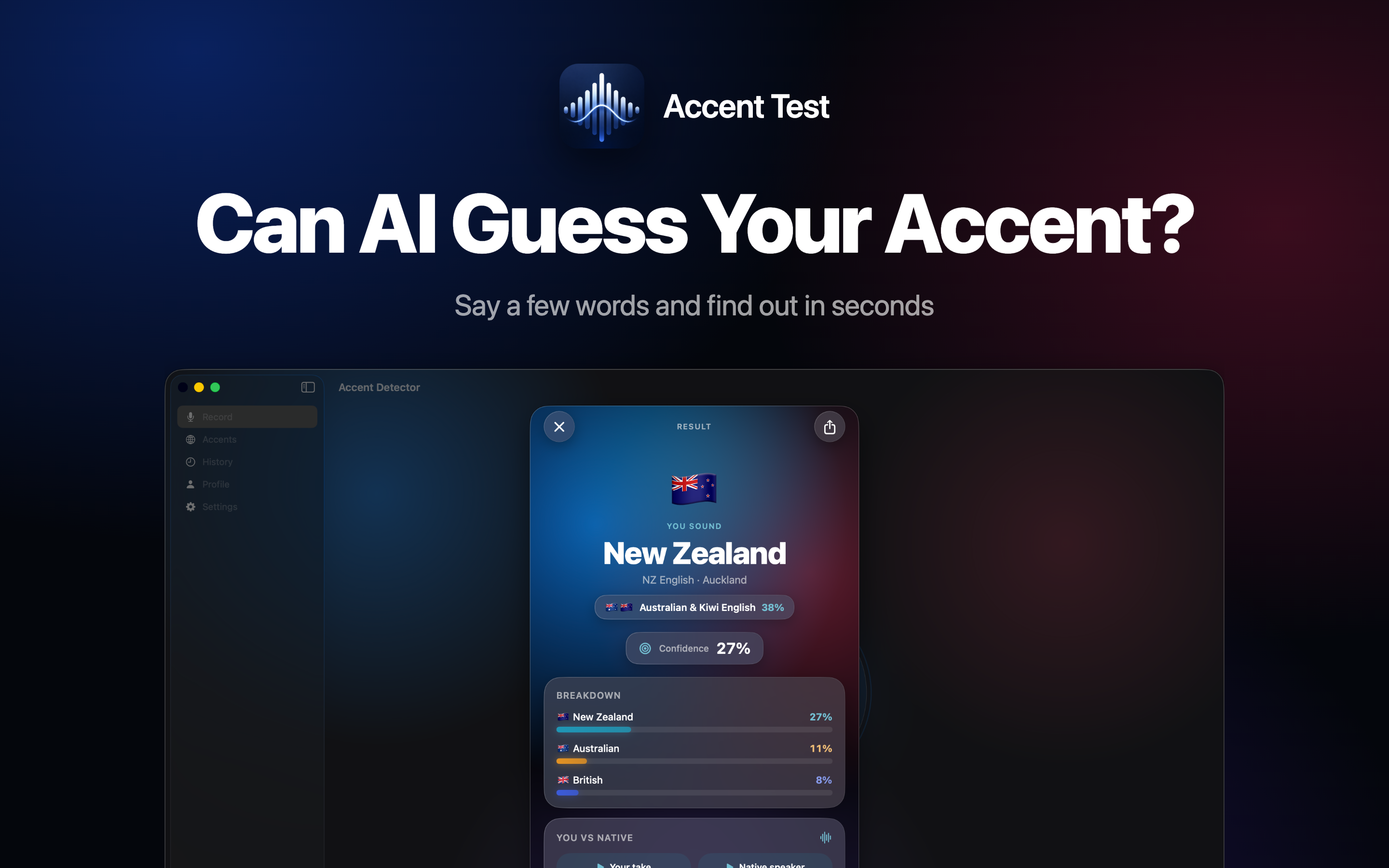 Accent Test on Mac, screen 1