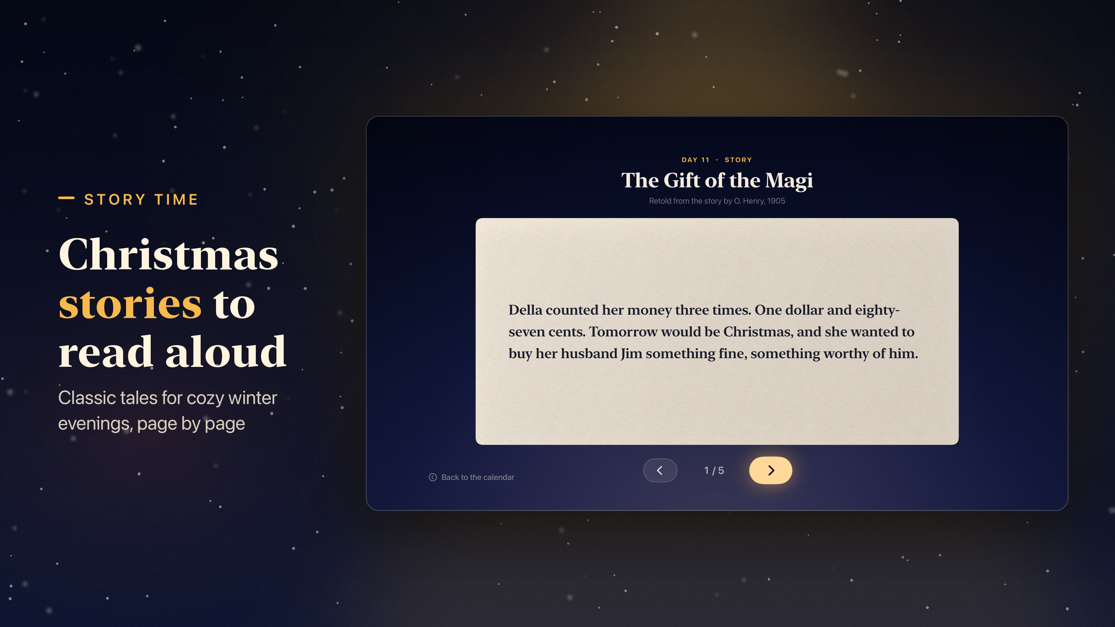 Christmas Advent Calendar on Apple TV: a classic Christmas story to read aloud, page by page