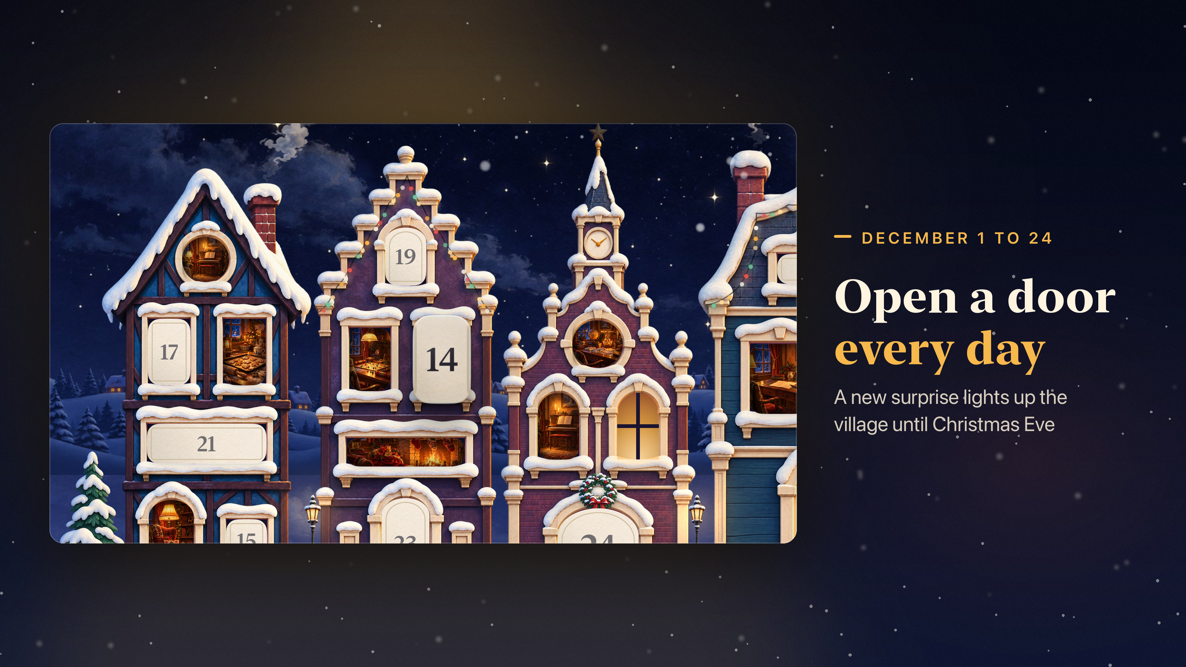 Christmas Advent Calendar on Apple TV: opening a door: a new surprise lights up the village