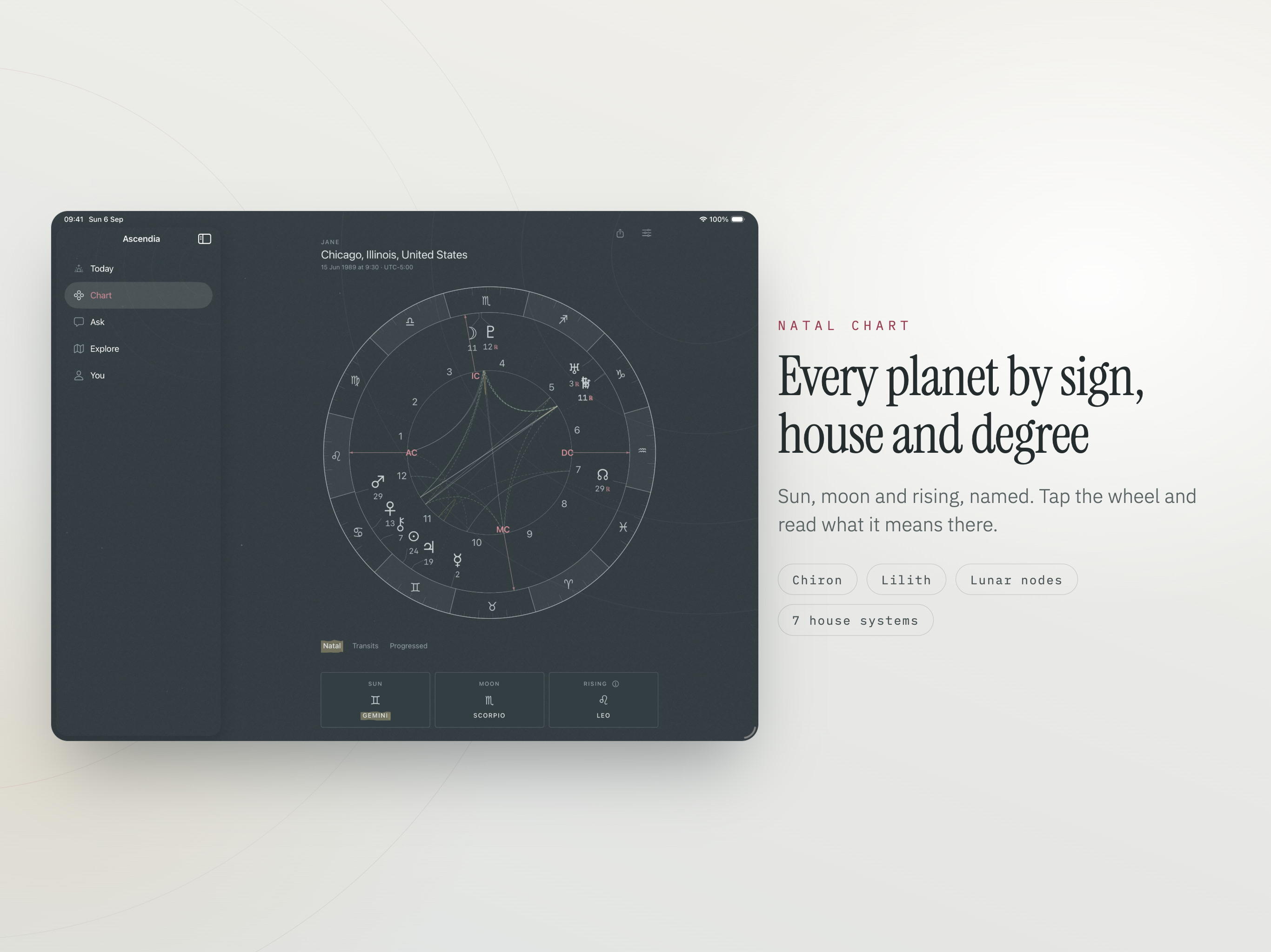 Ascendia on iPad, screen 2