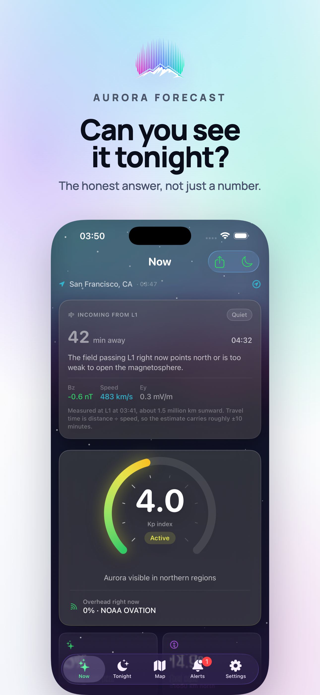 Aurora Forecast on iPhone, screen 1