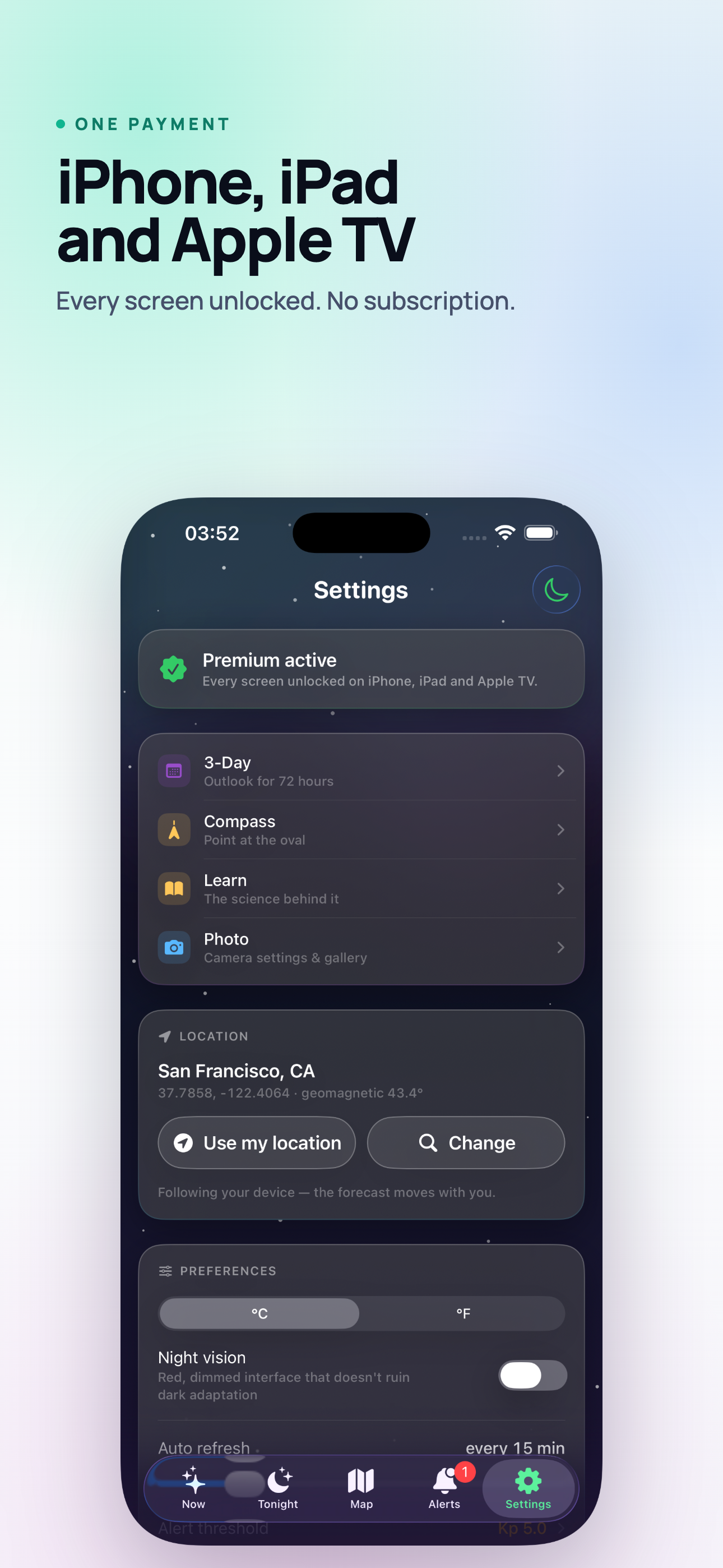 Aurora Forecast on iPhone, screen 9