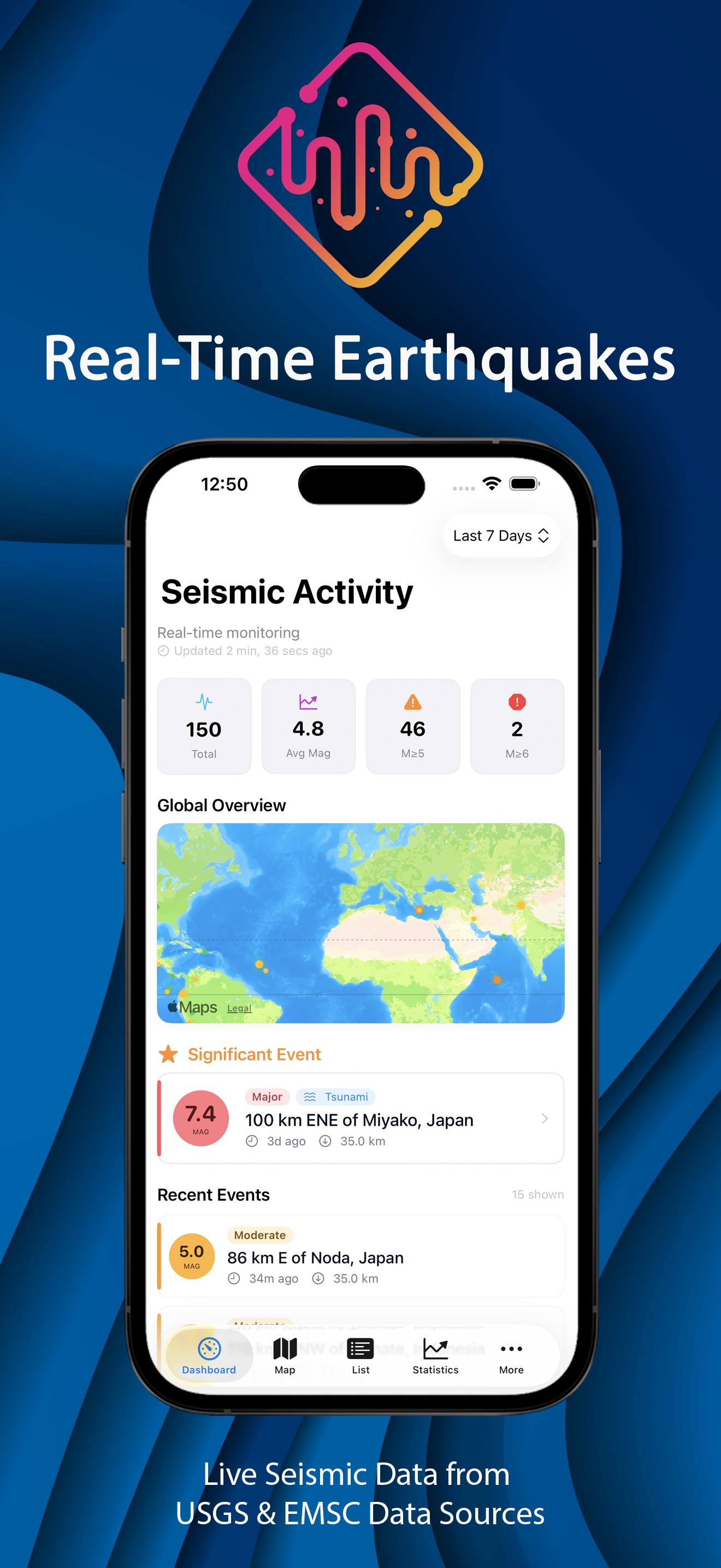 Earthquake Monitor iPhone screenshot 1