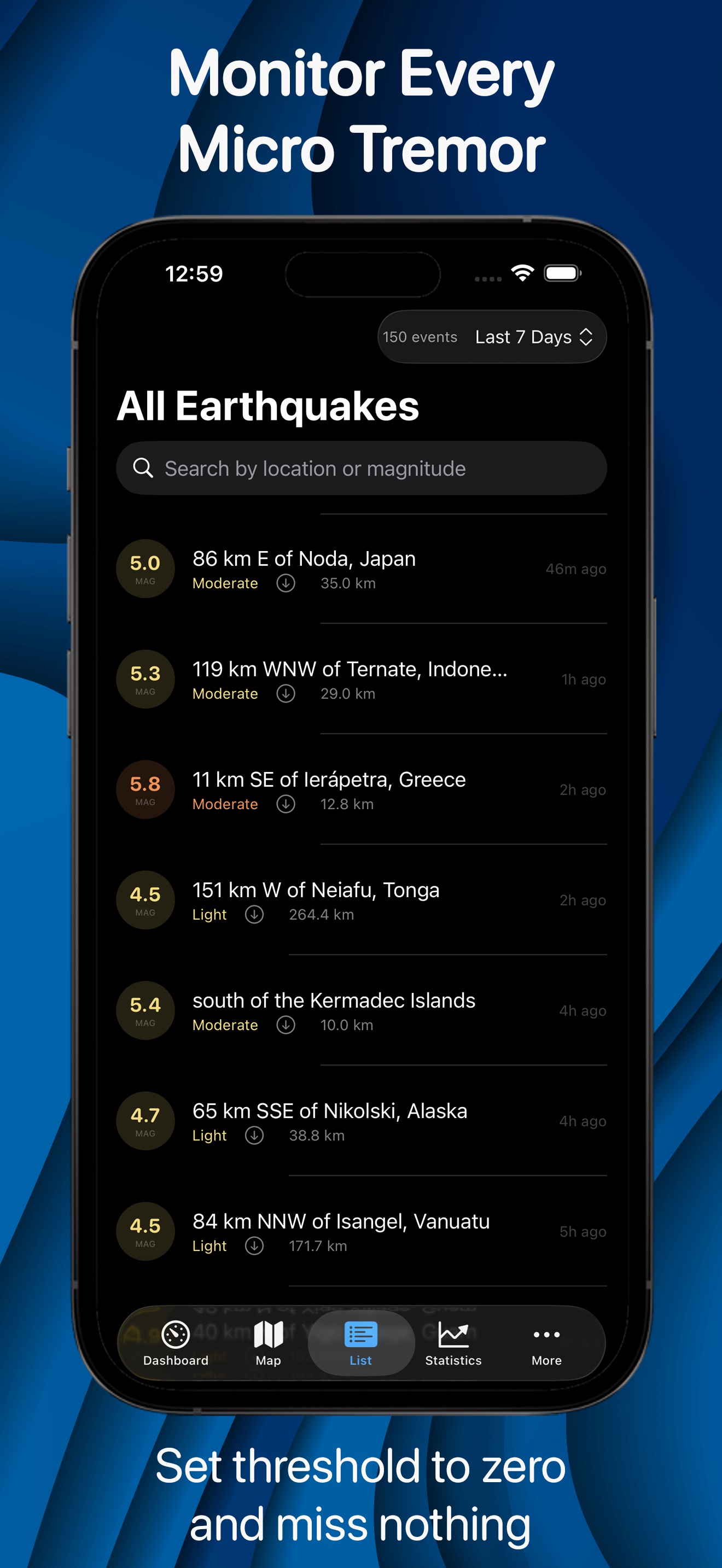 Earthquake Monitor iPhone screenshot 3