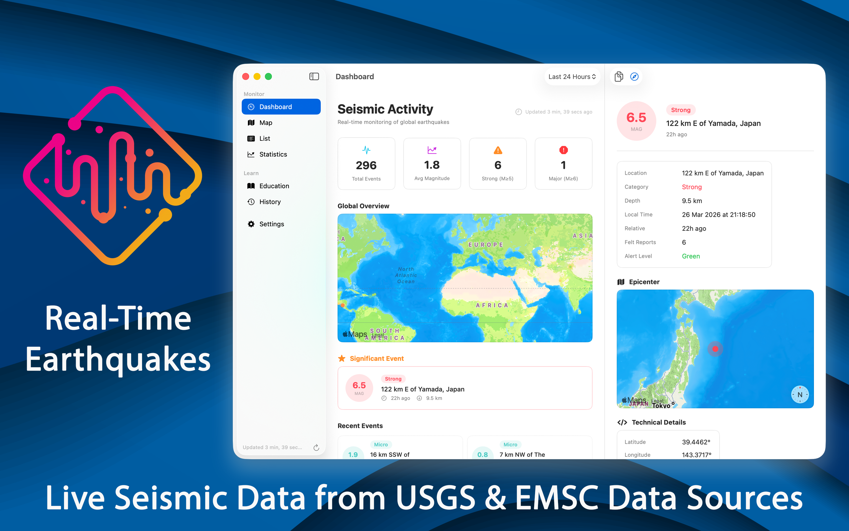 Earthquake Monitor Mac screenshot 1