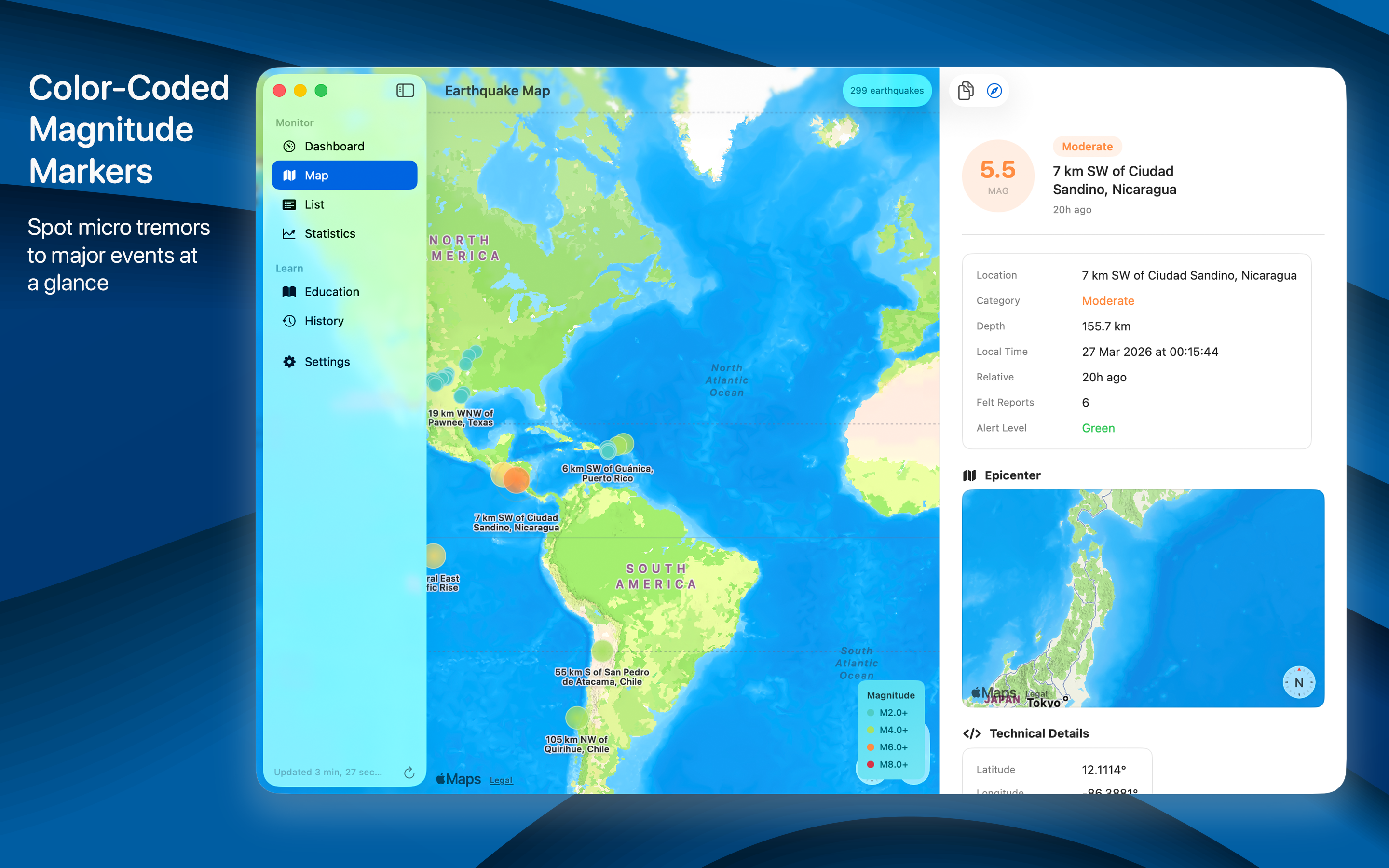 Earthquake Monitor Mac screenshot 2