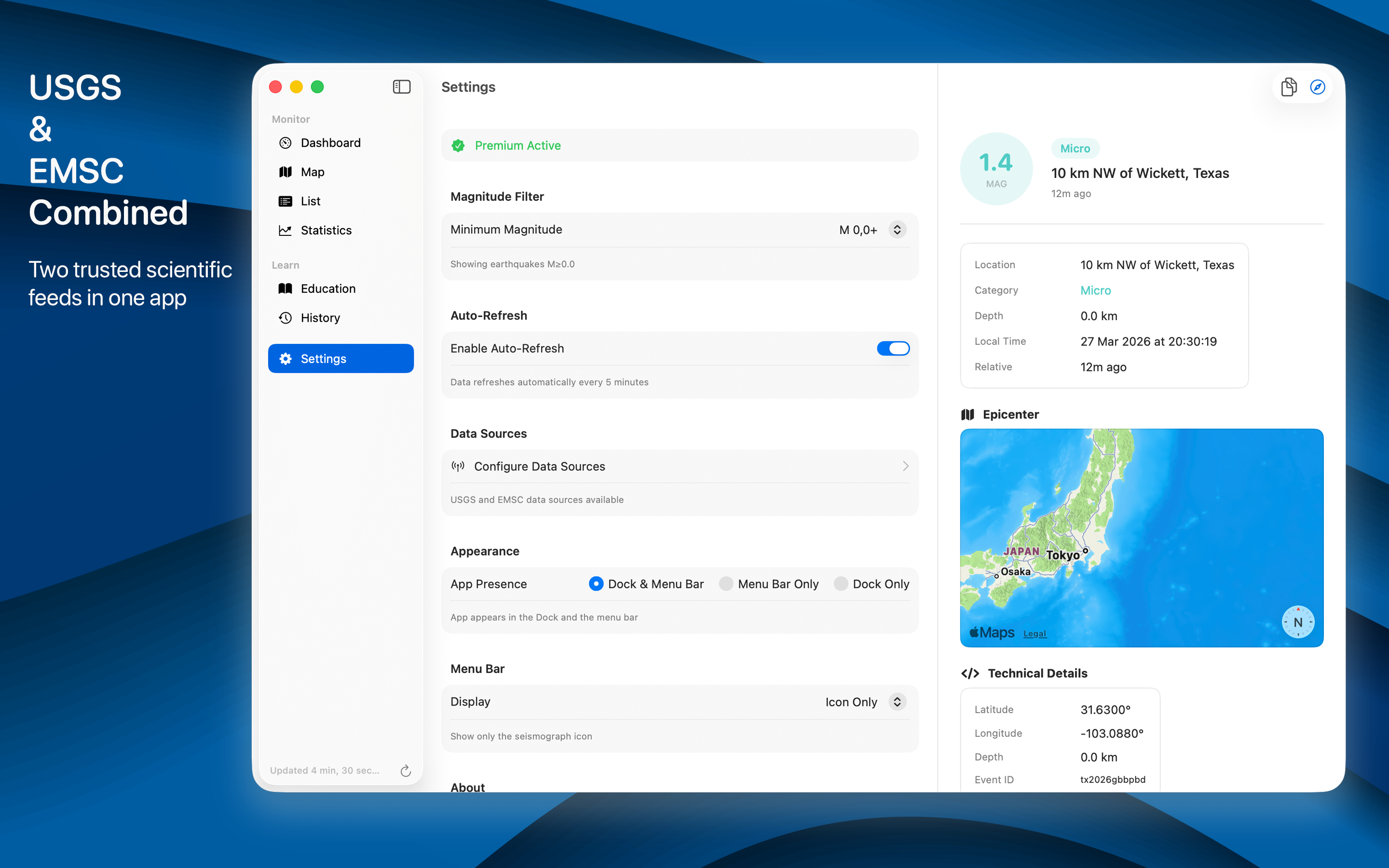 Earthquake Monitor Mac screenshot 6