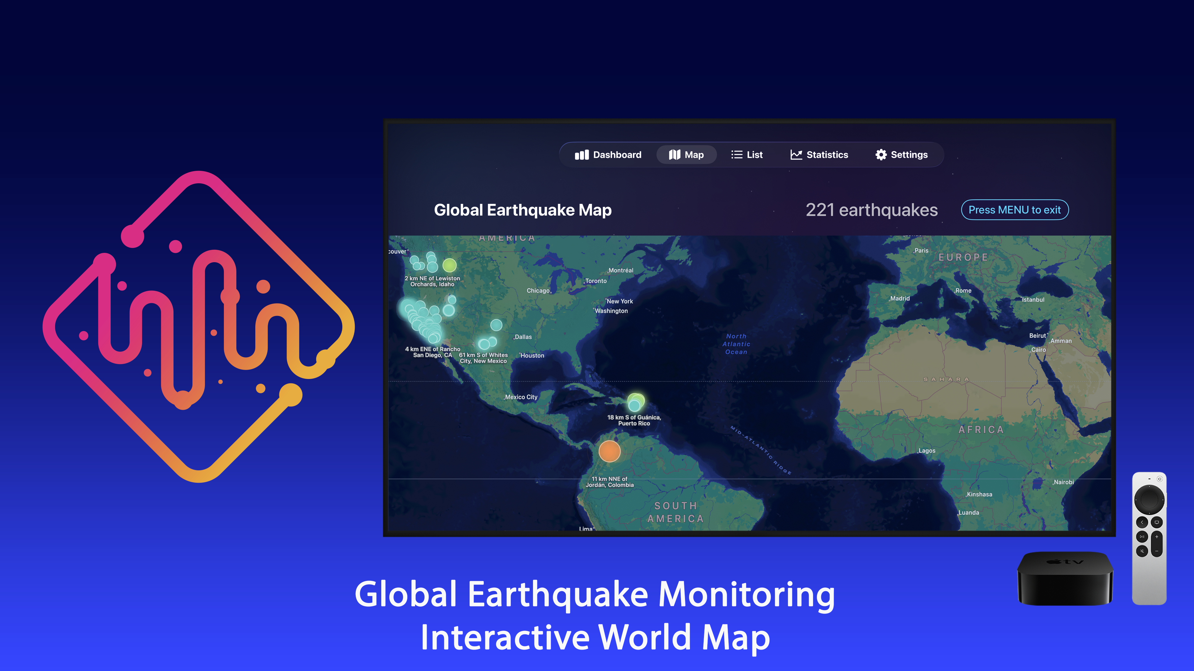 Earthquake Monitor Apple TV screenshot 2