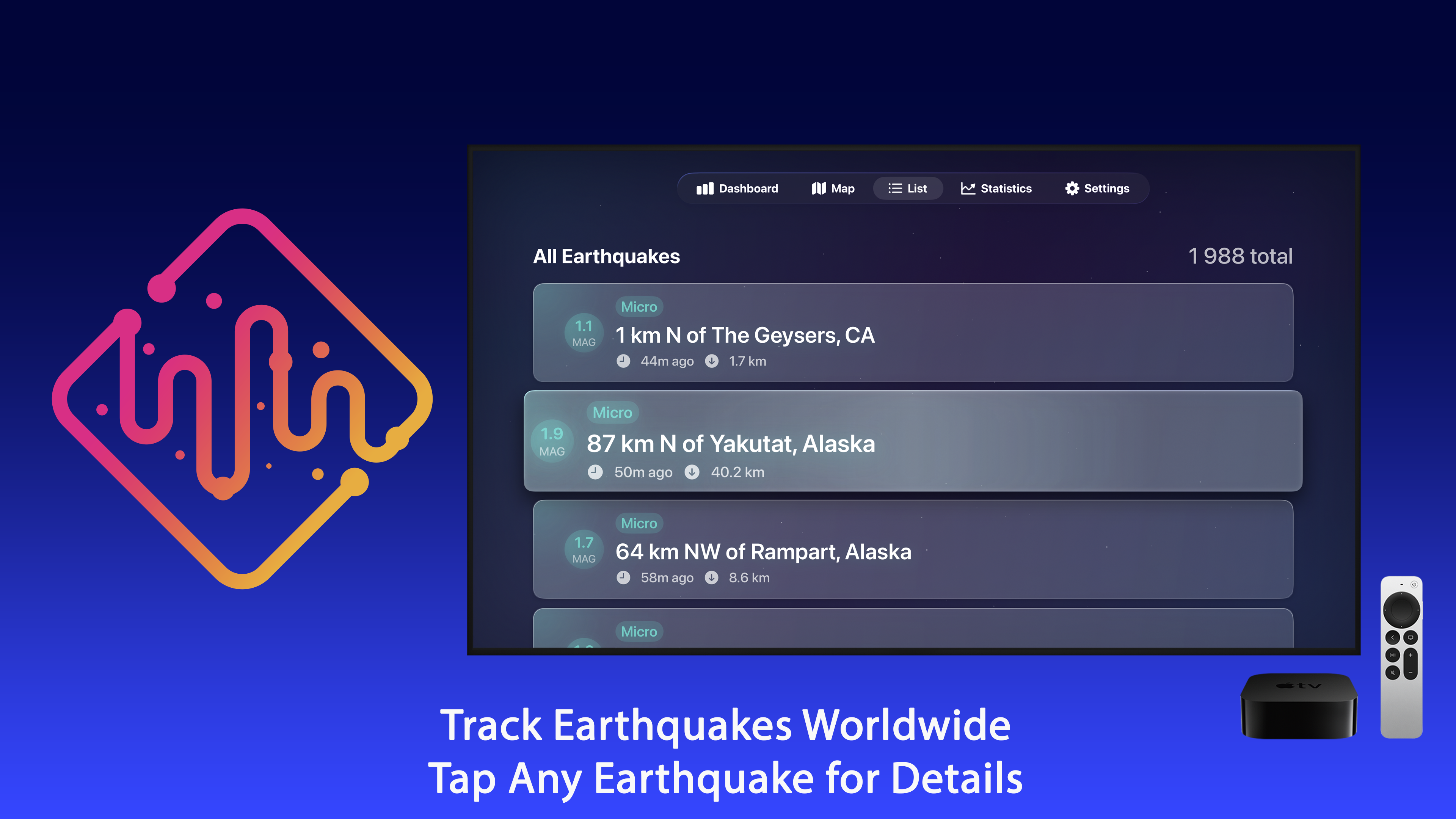 Earthquake Monitor Apple TV screenshot 6
