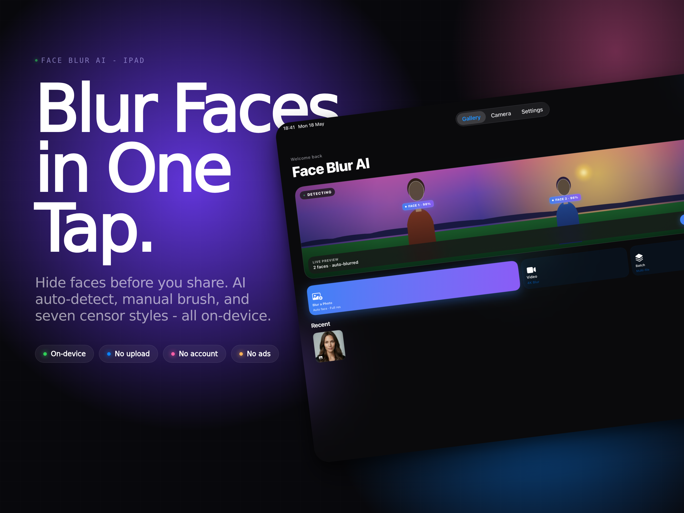 Face Blur AI iPad screenshot 1