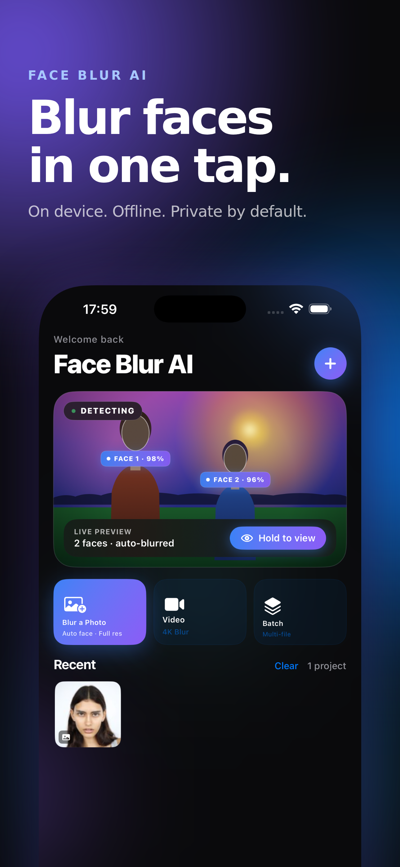 Face Blur AI iPhone screenshot 1