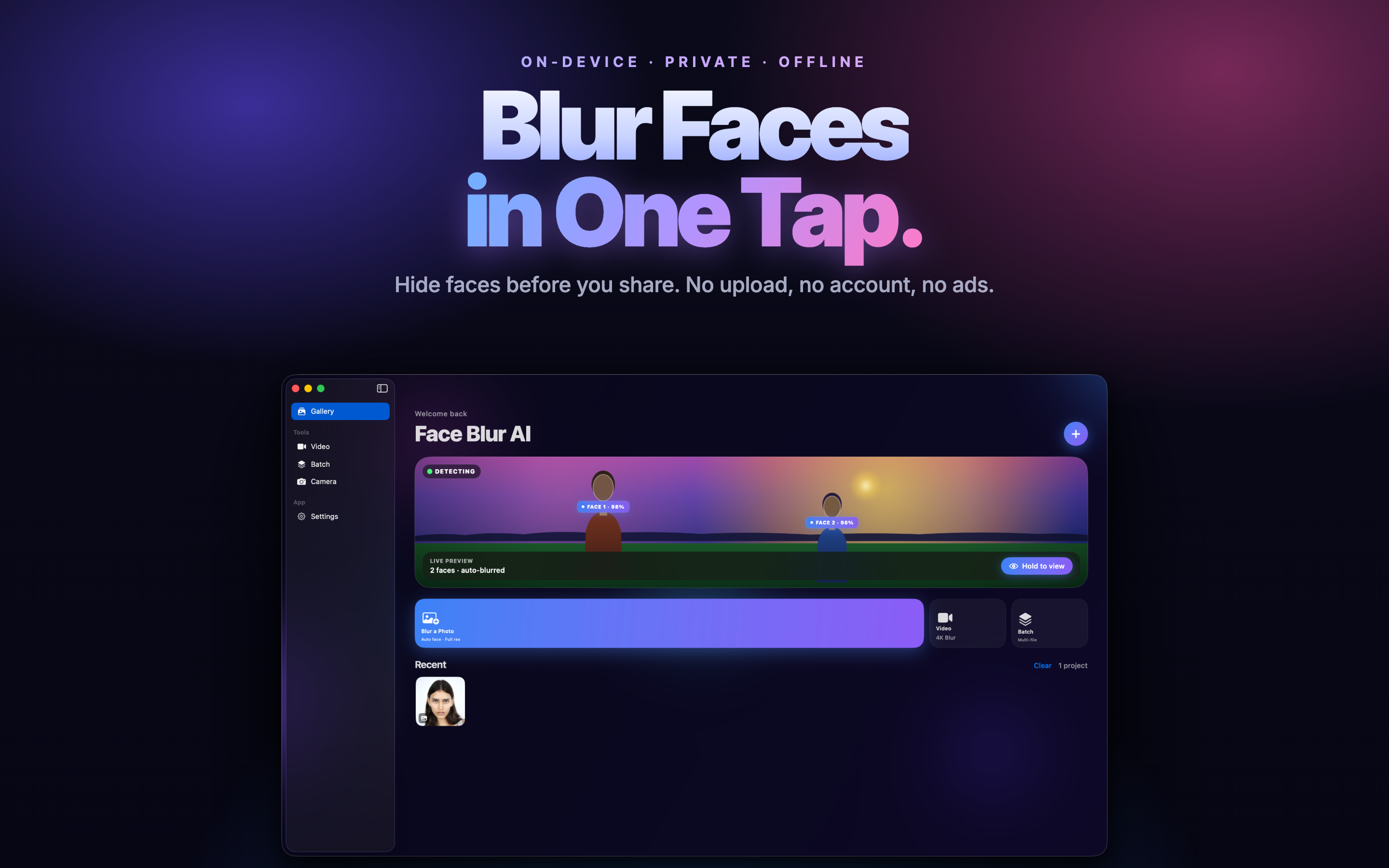Face Blur AI Mac screenshot 1