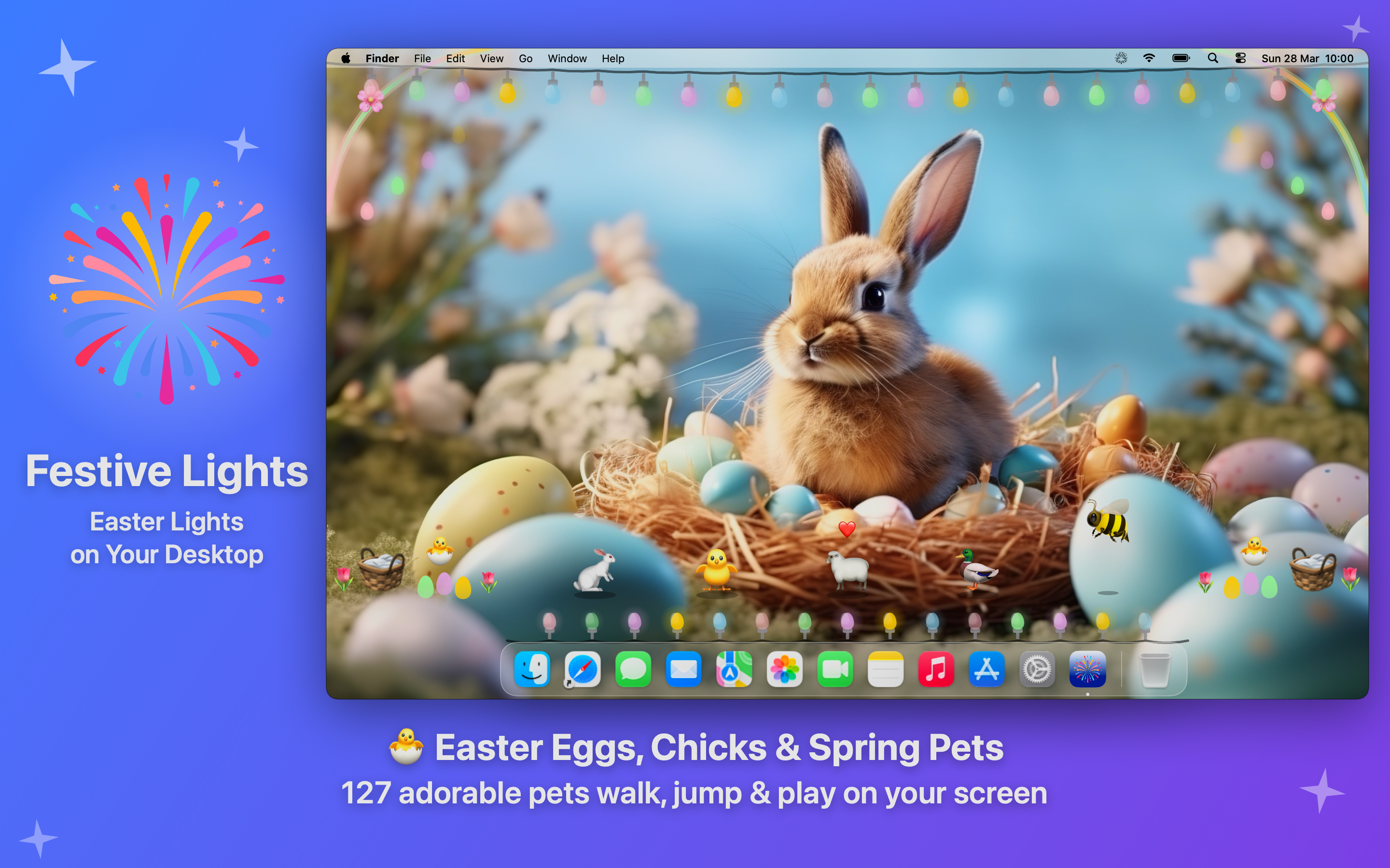 Festive Lights Easter theme on a Mac desktop, screen 6