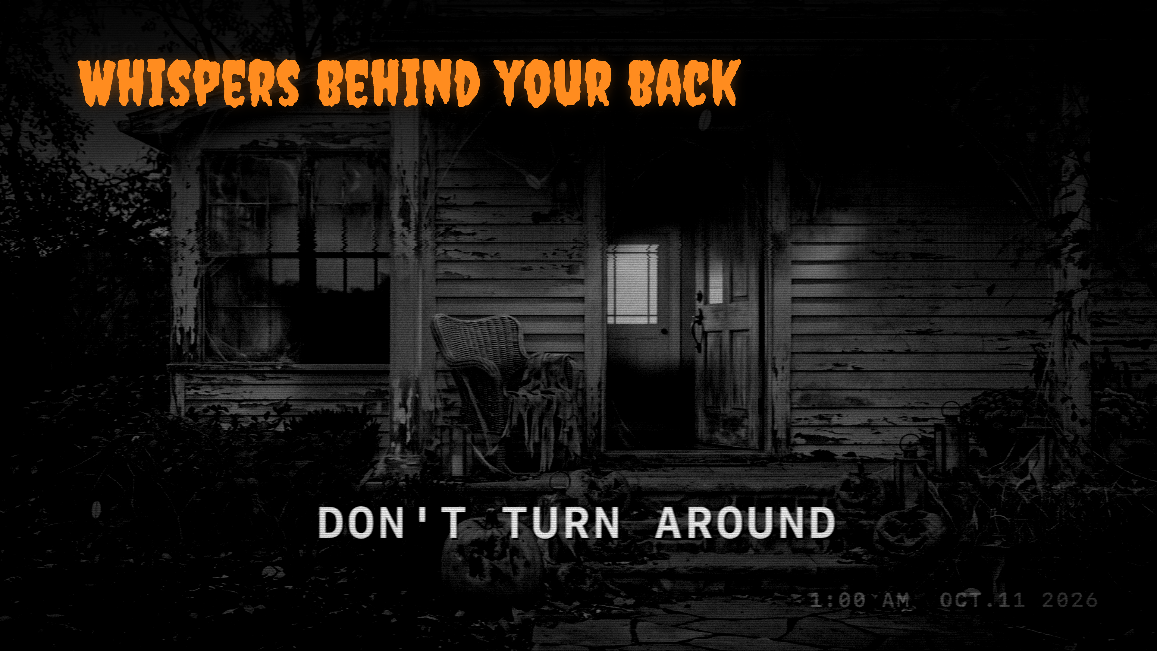 Haunted TV on Apple TV: a dark, decaying house with the words "don't turn around"