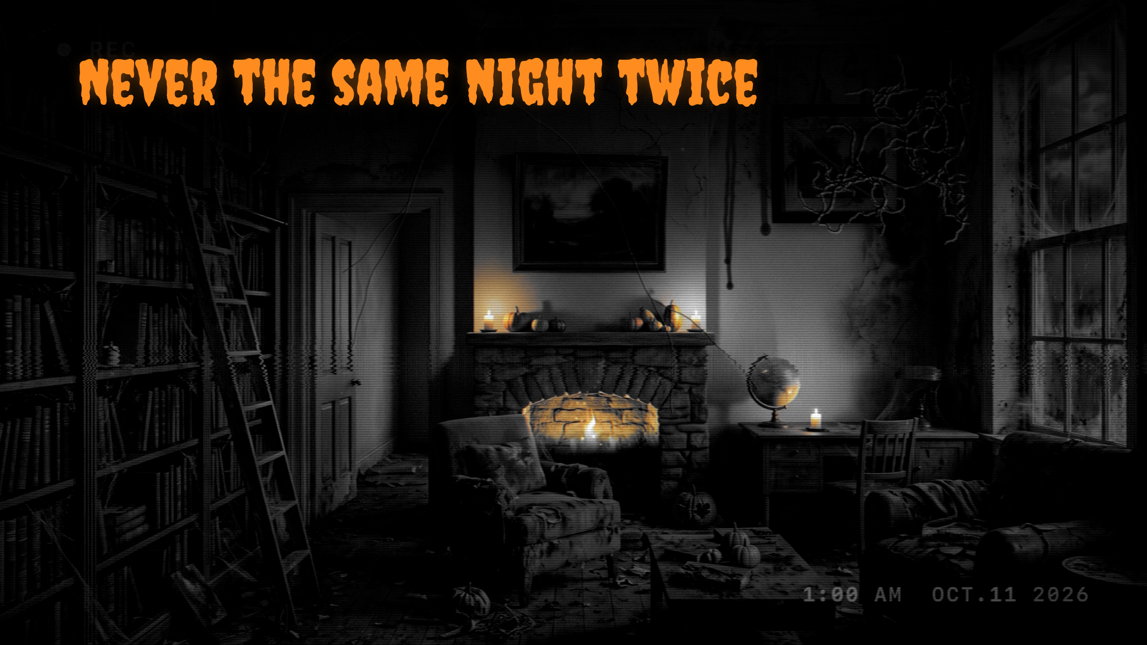 Haunted TV on Apple TV: a library falling into decay - never the same night twice