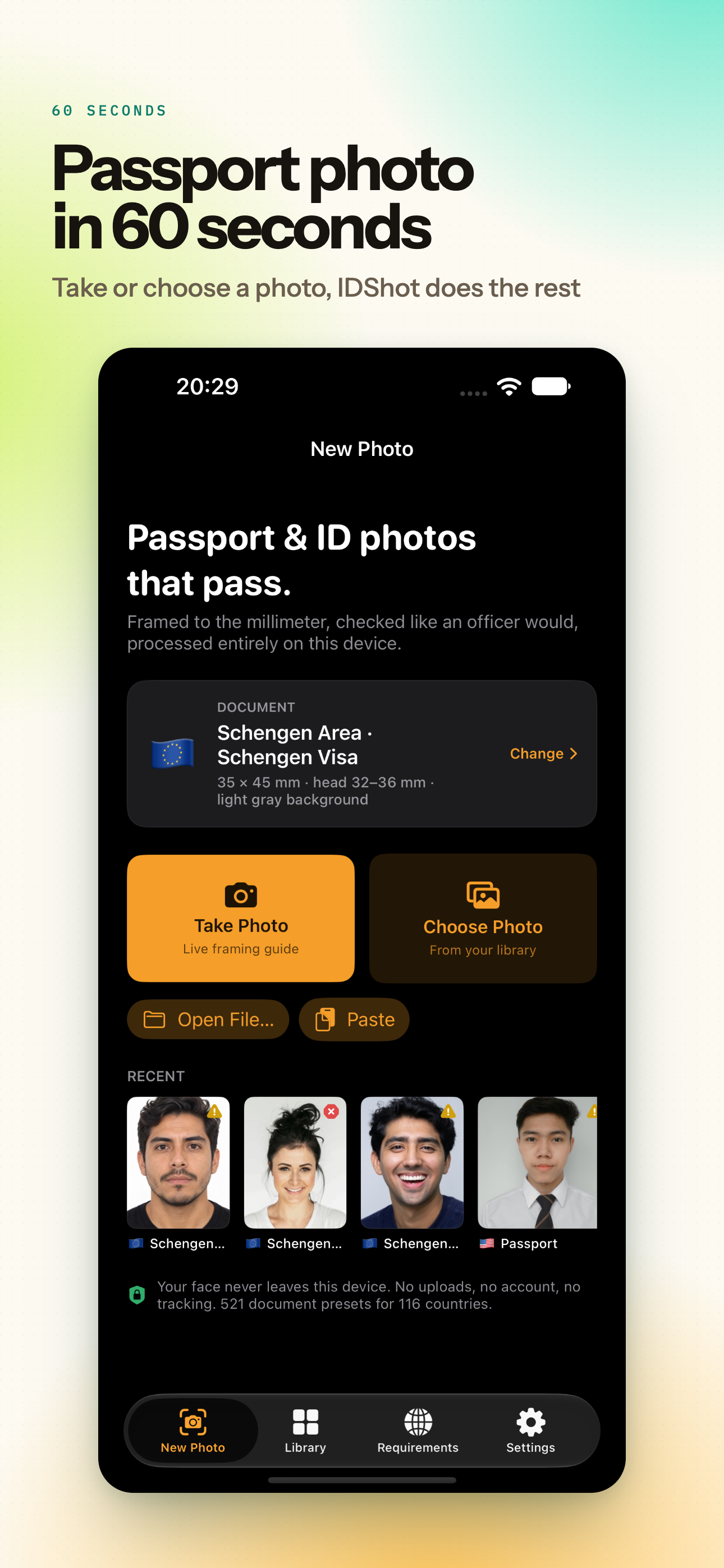 IDShot on iPhone, screen 2