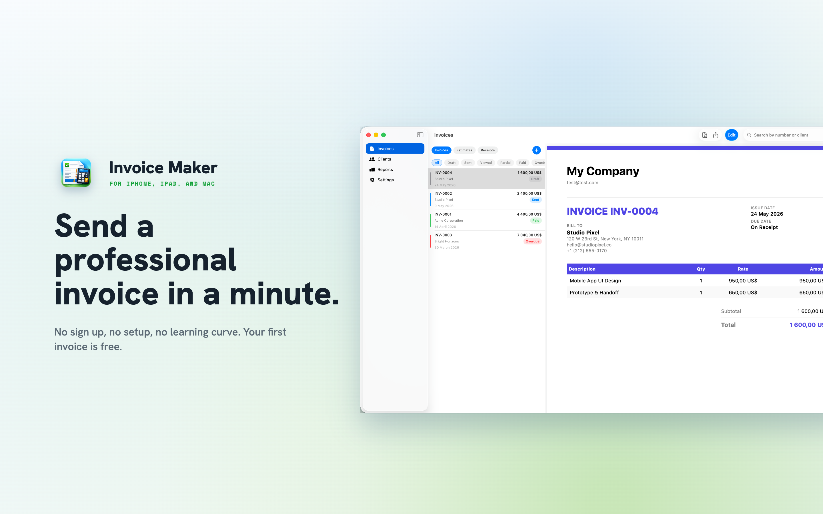 Invoice Maker Mac screenshot 1