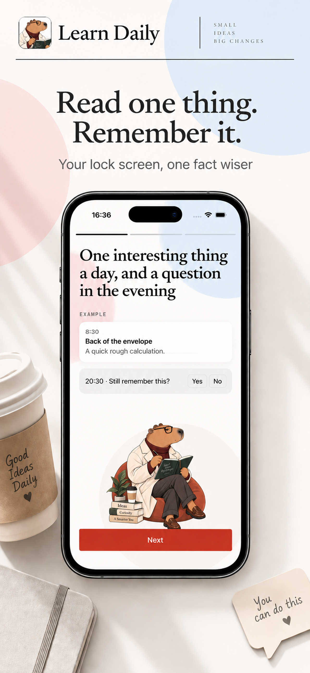 Learn Daily on iPhone, screen 1