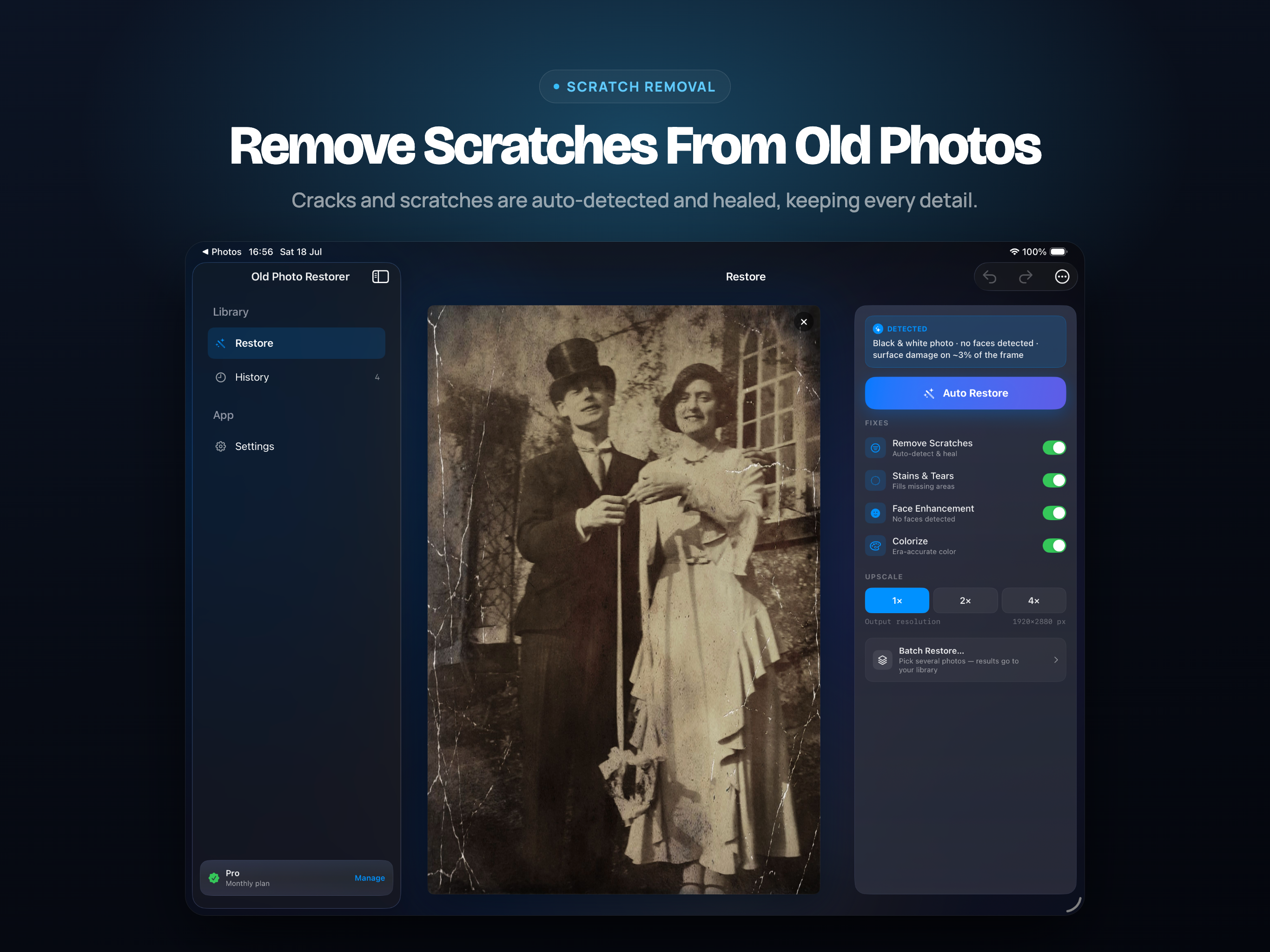 Old Photo Restorer on iPad, screen 2