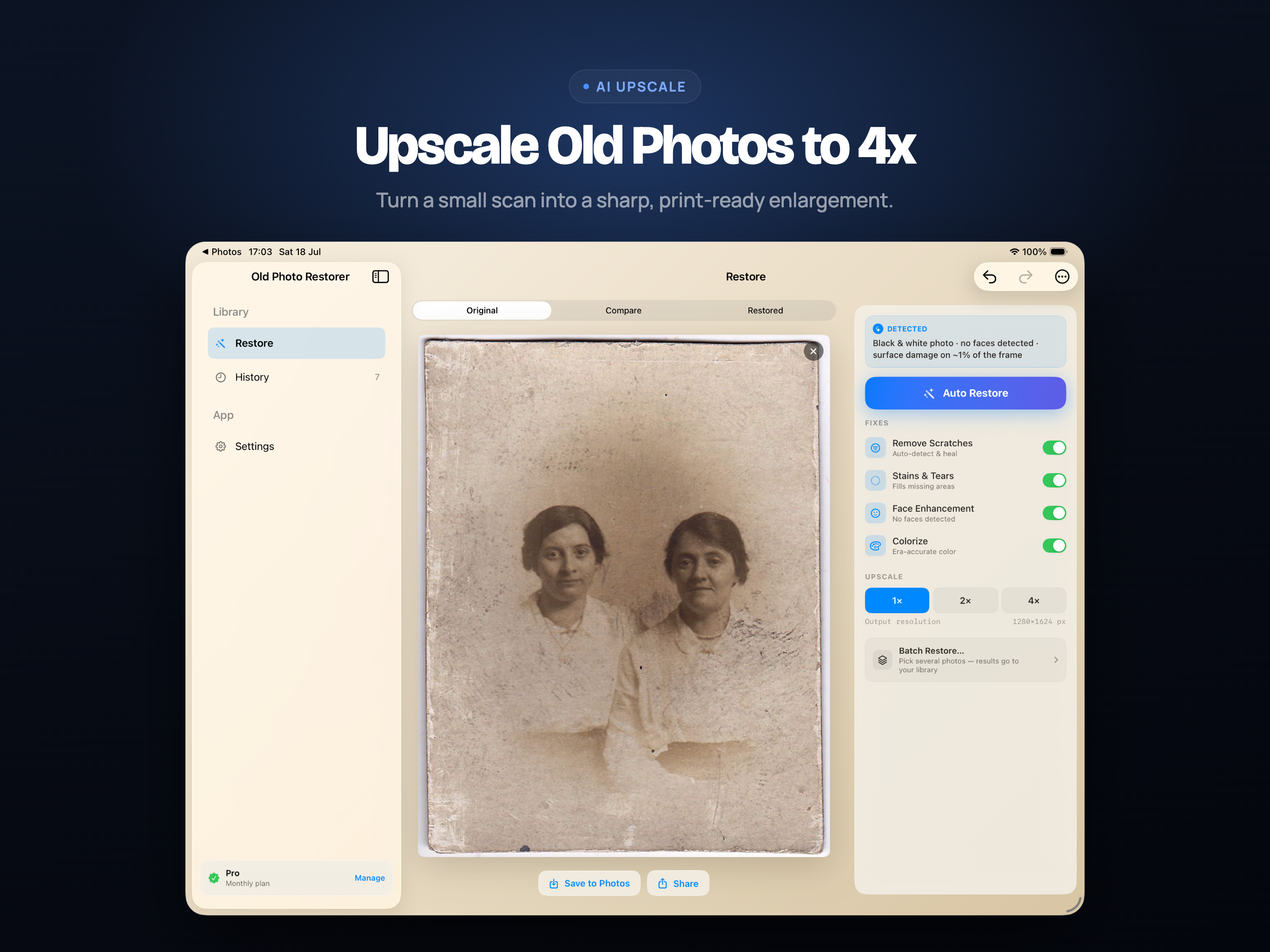 Old Photo Restorer on iPad, screen 6