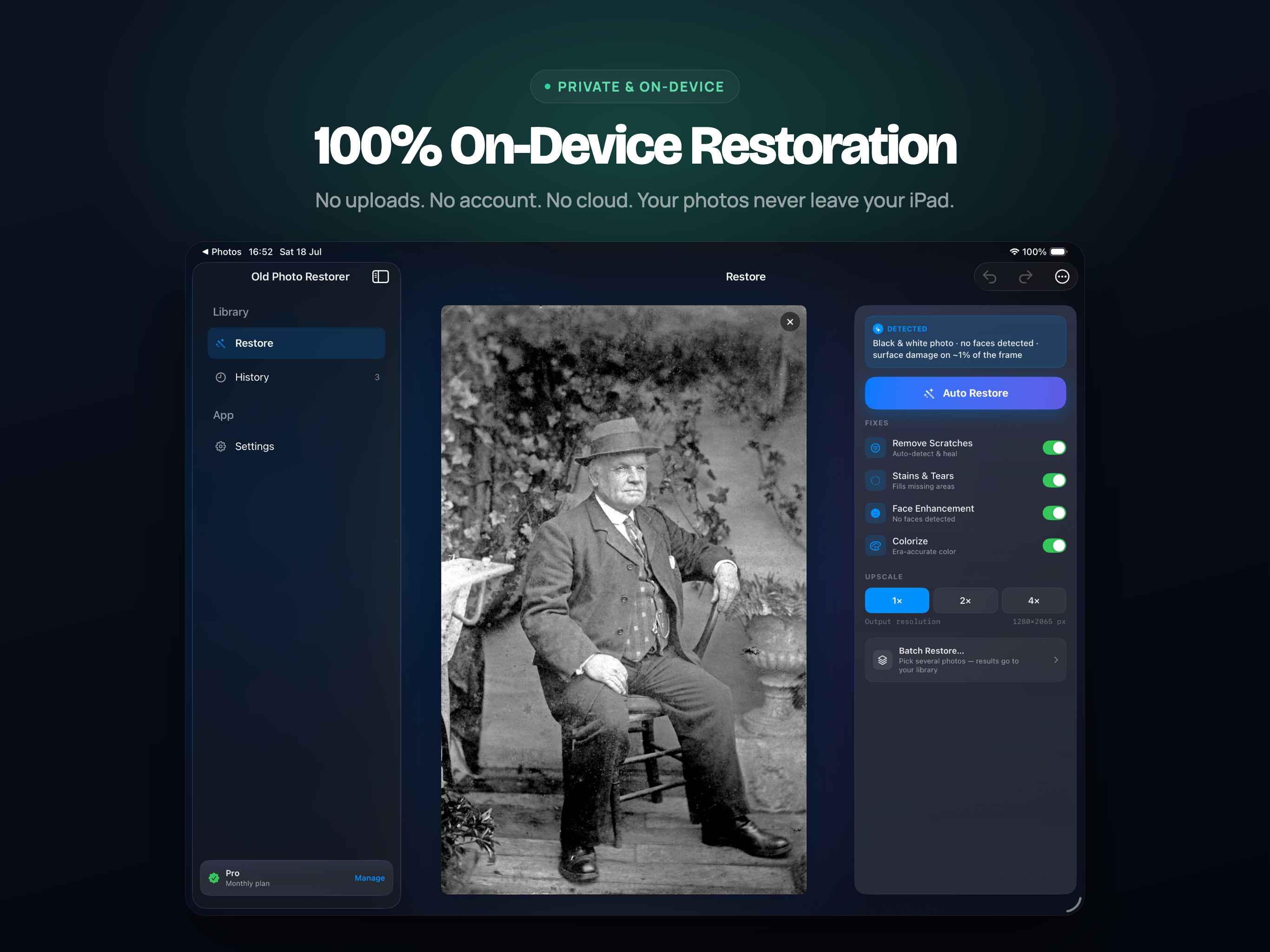 Old Photo Restorer on iPad, screen 7
