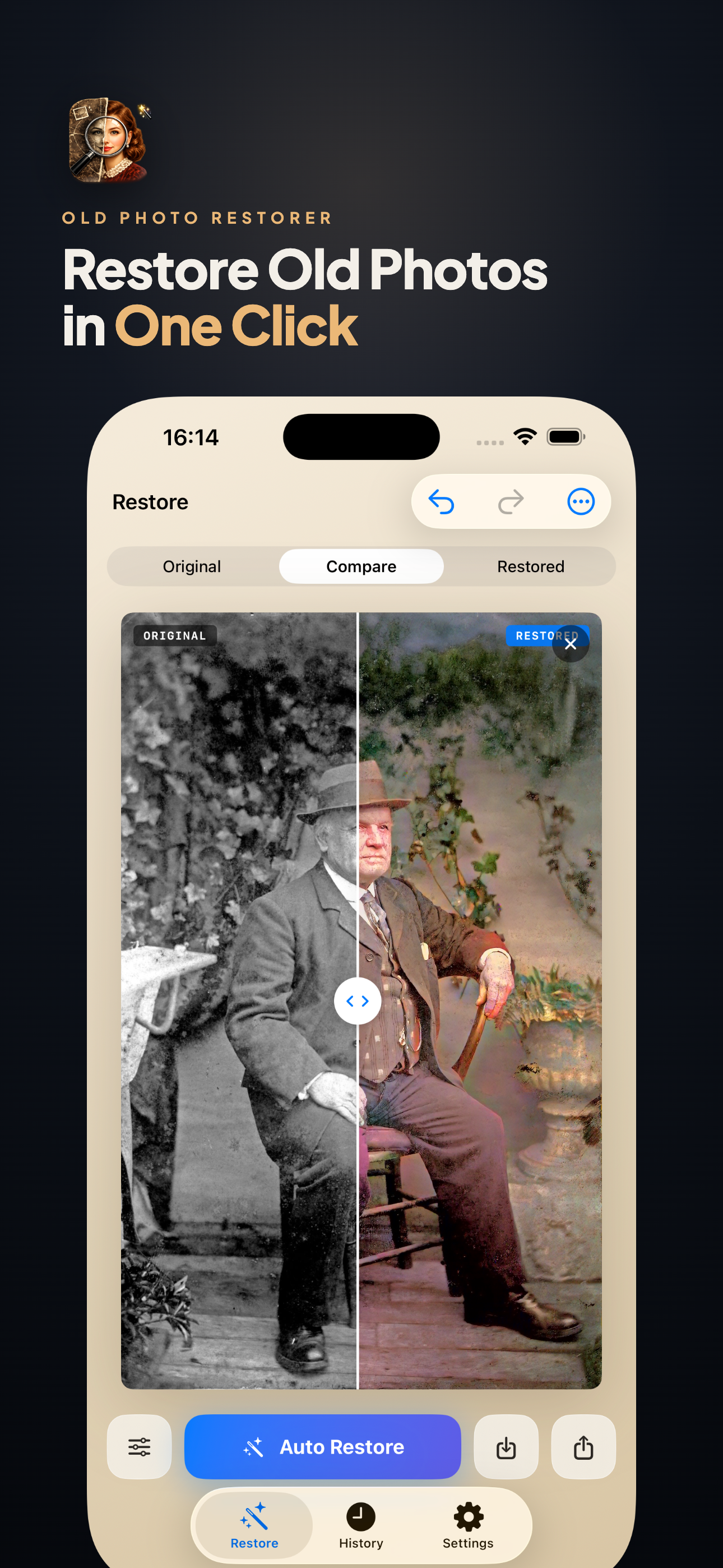 Old Photo Restorer on iPhone, screen 1