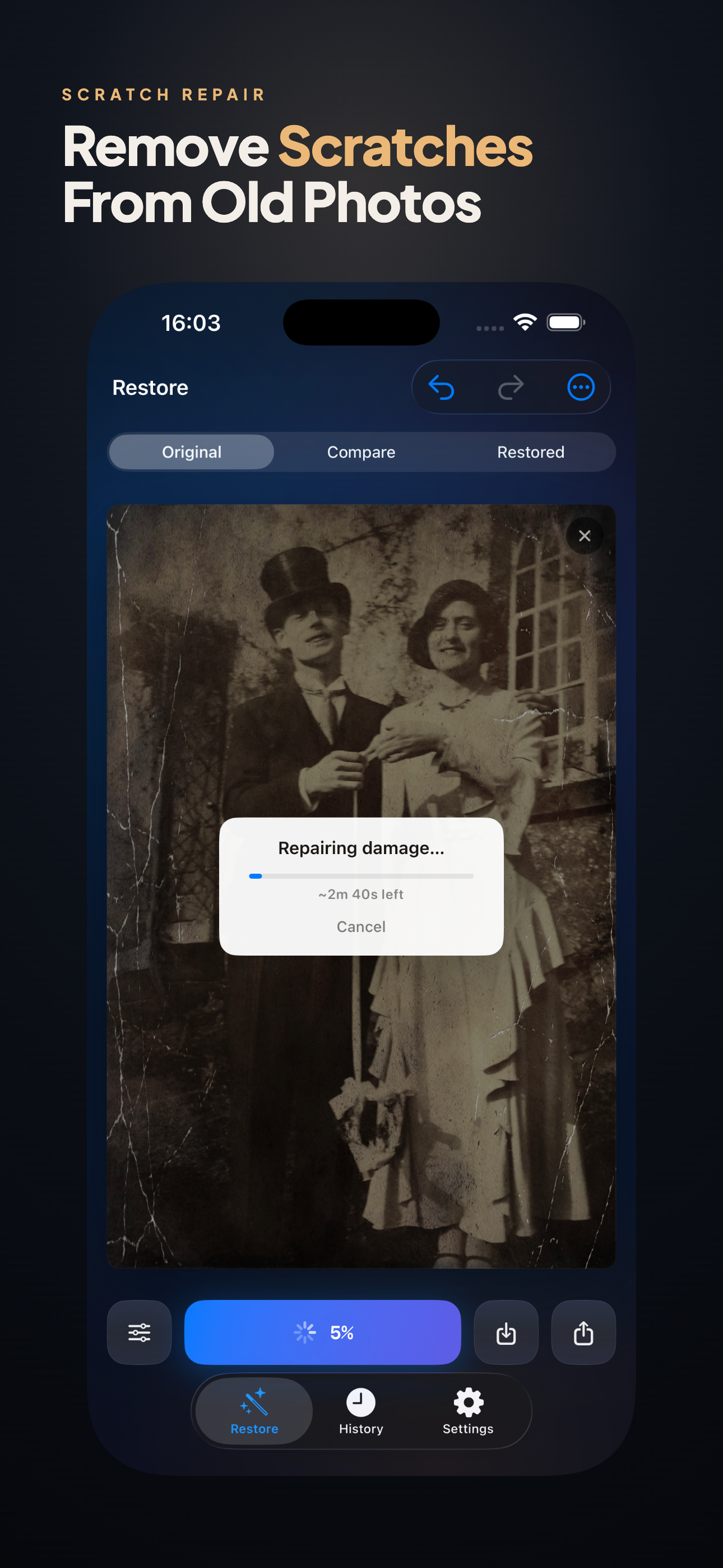 Old Photo Restorer on iPhone, screen 2