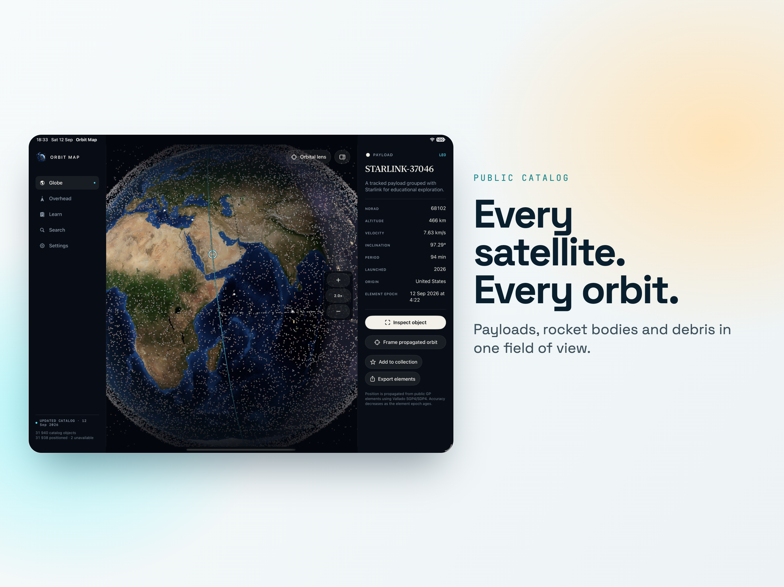 Orbit Map on iPad, screen 3