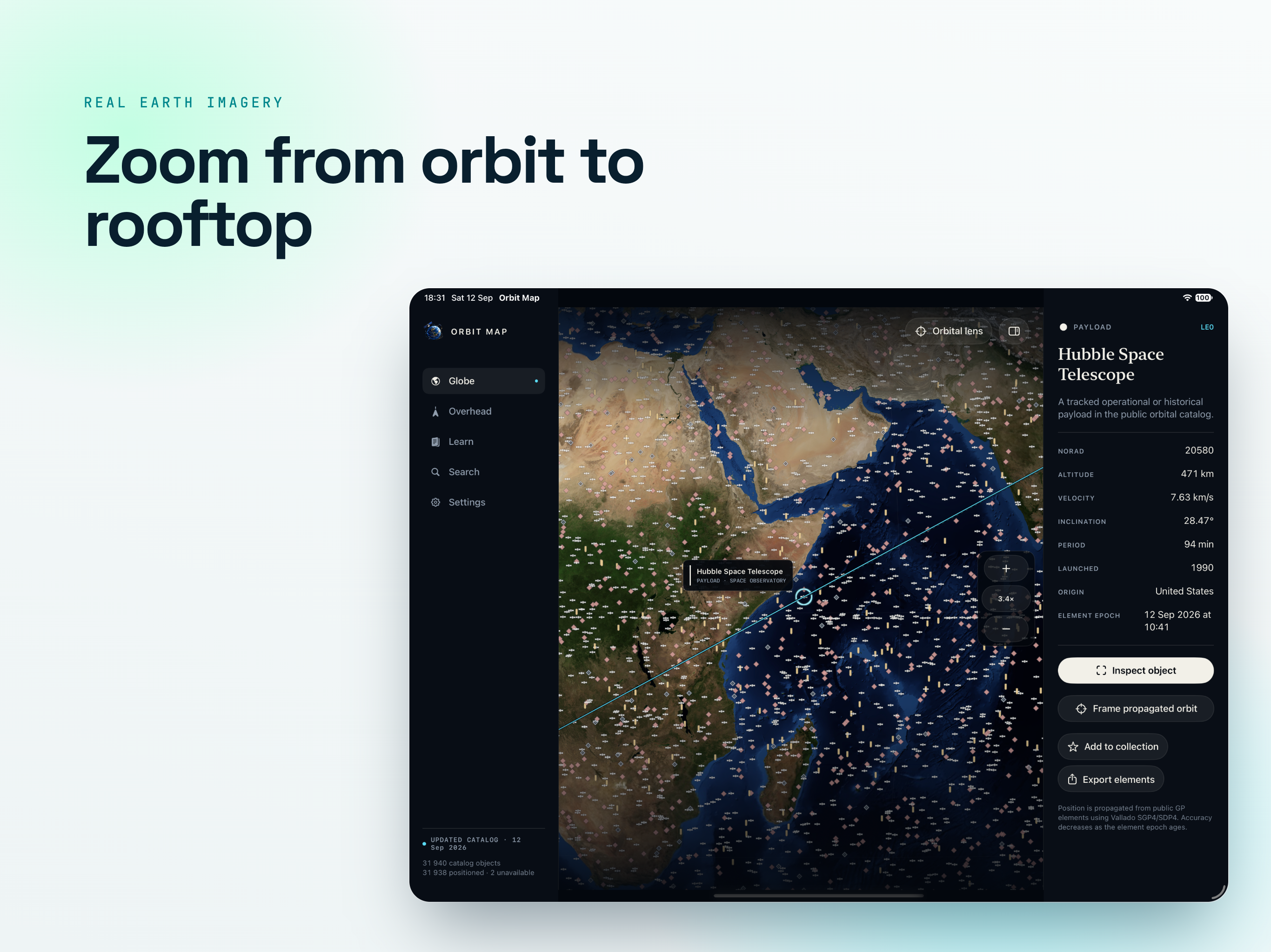 Orbit Map on iPad, screen 4