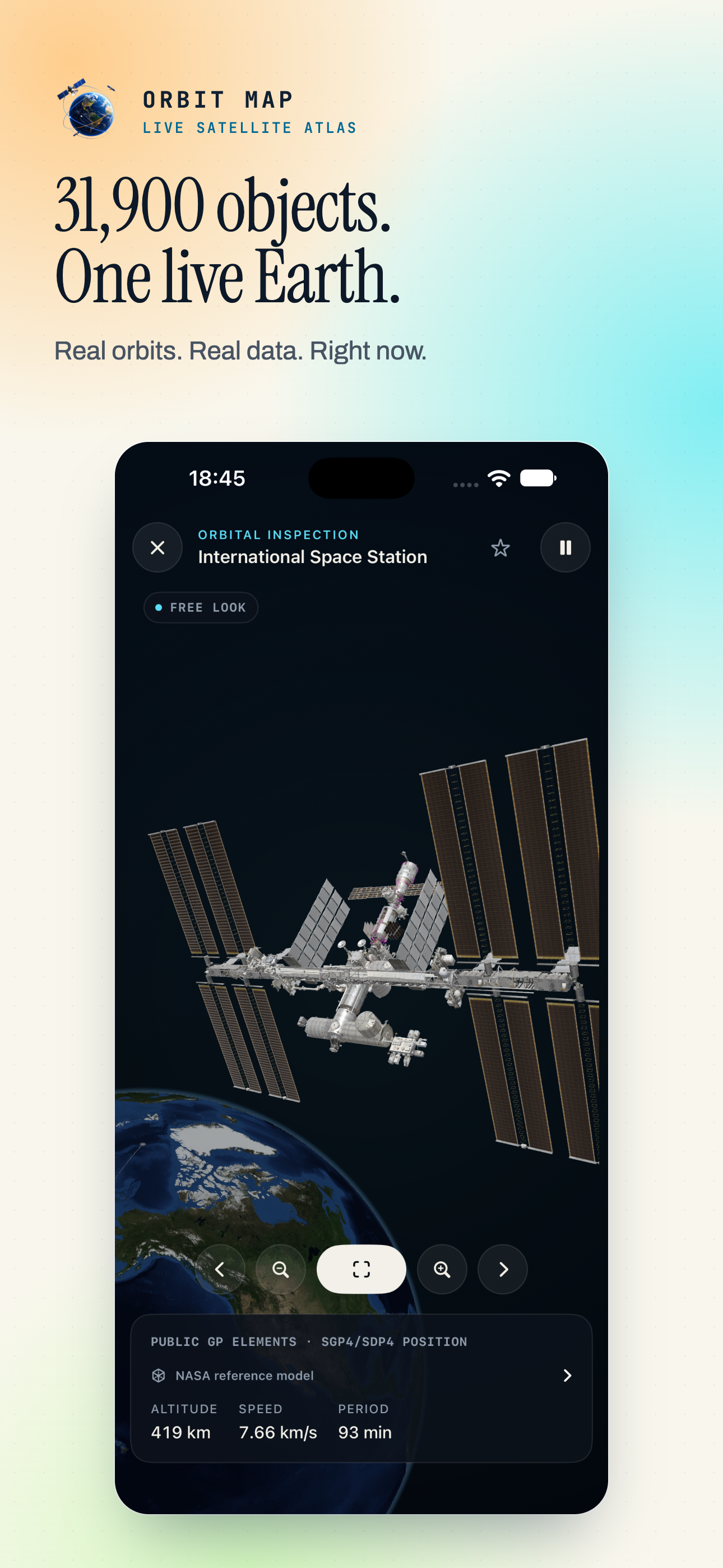 Orbit Map on iPhone, screen 1