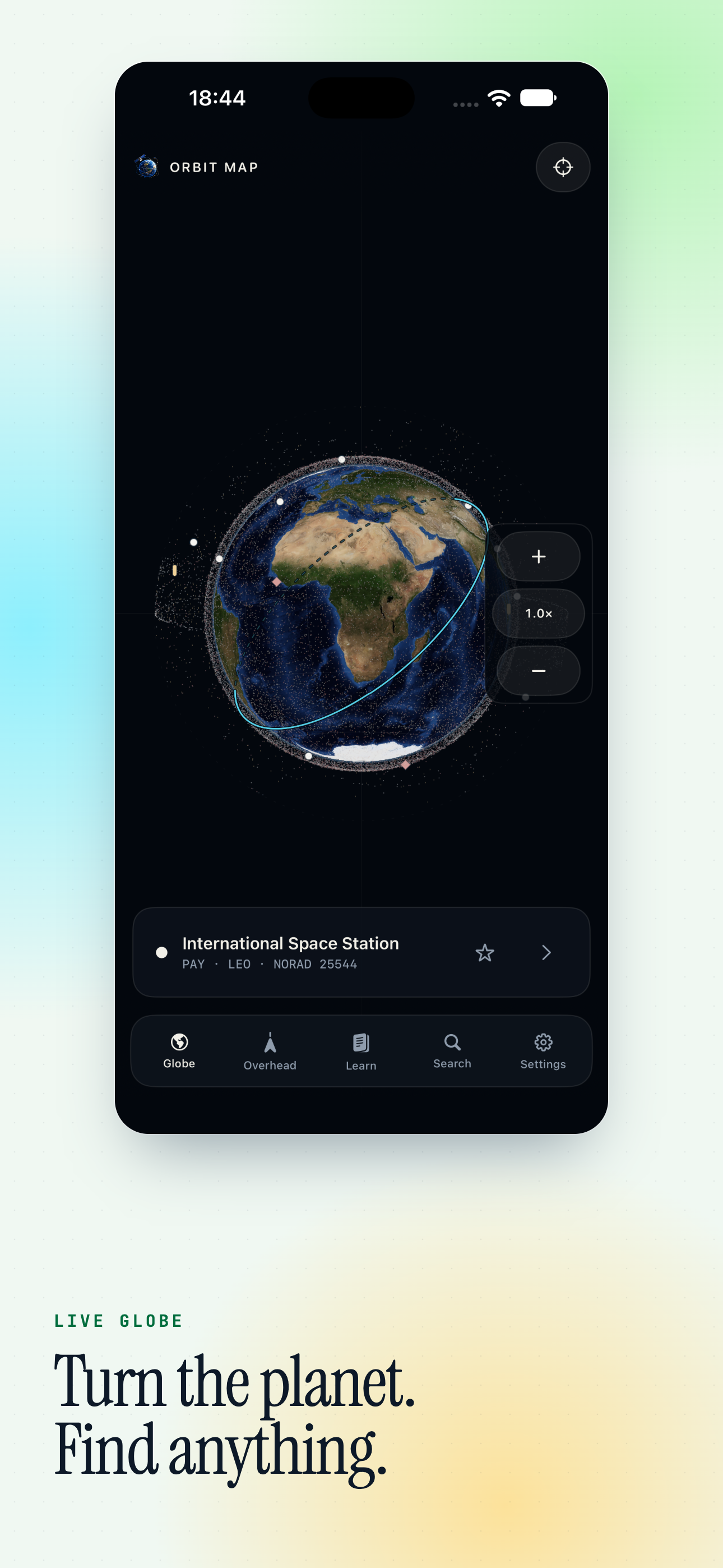 Orbit Map on iPhone, screen 2