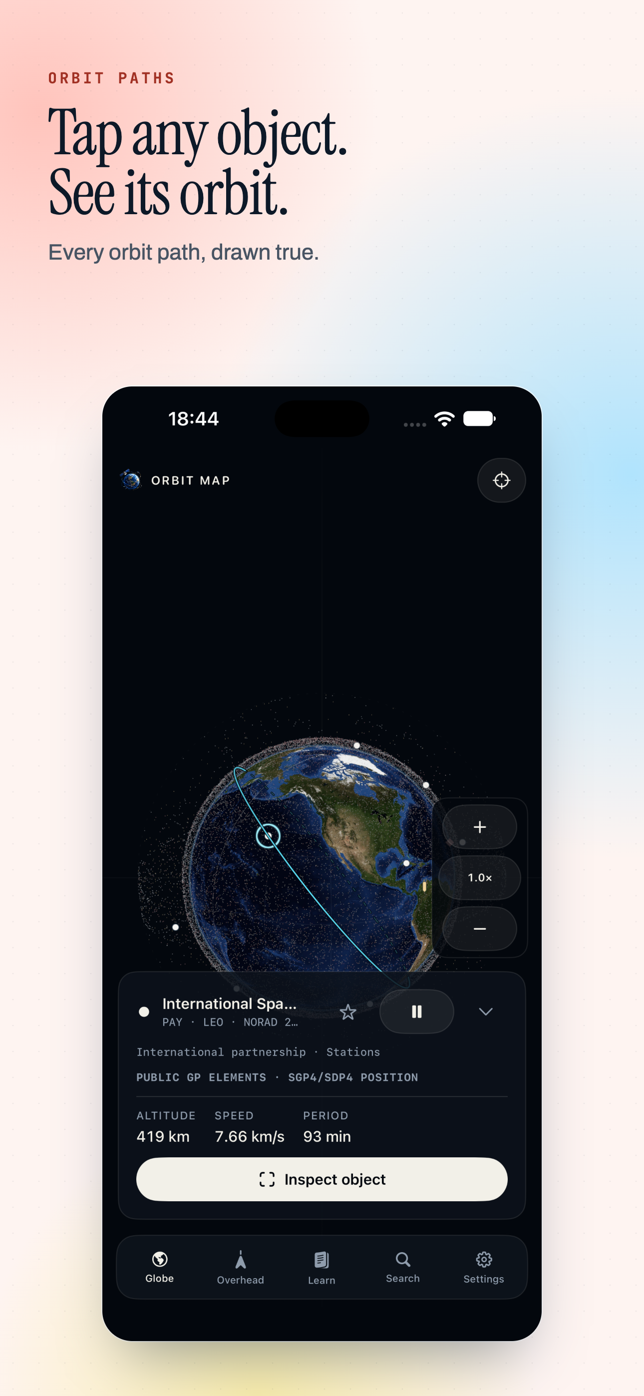 Orbit Map on iPhone, screen 3