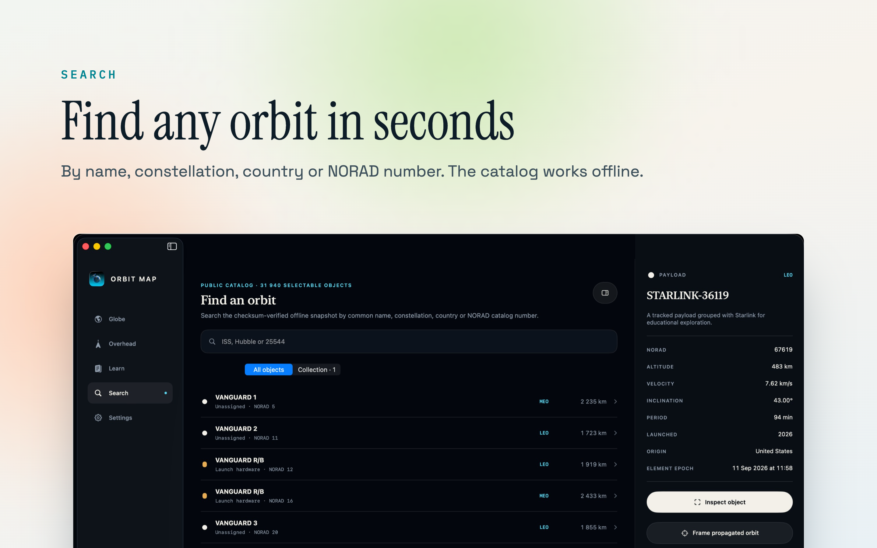 Orbit Map on Mac, screen 9