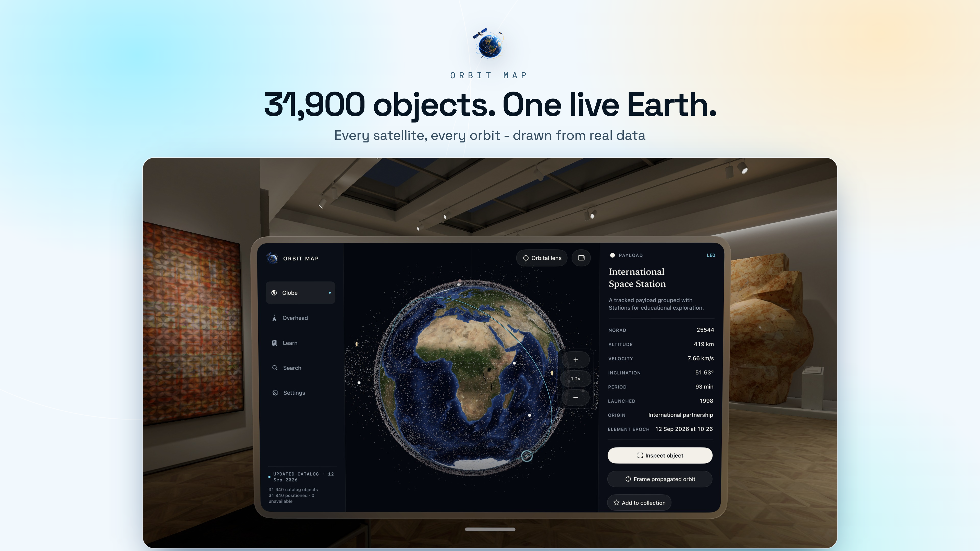 Orbit Map on Apple Vision Pro, screen 1