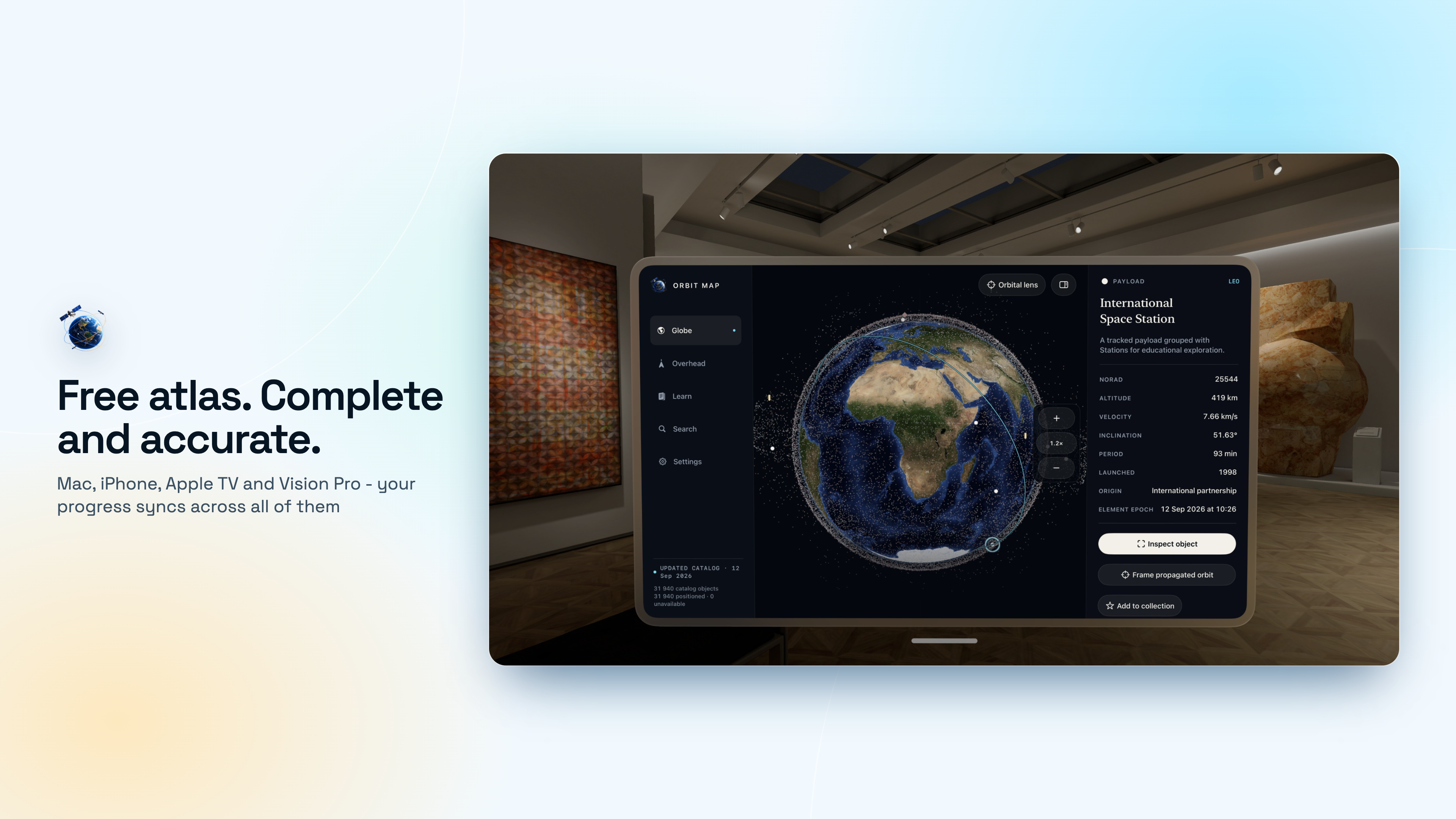 Orbit Map on Apple Vision Pro, screen 10