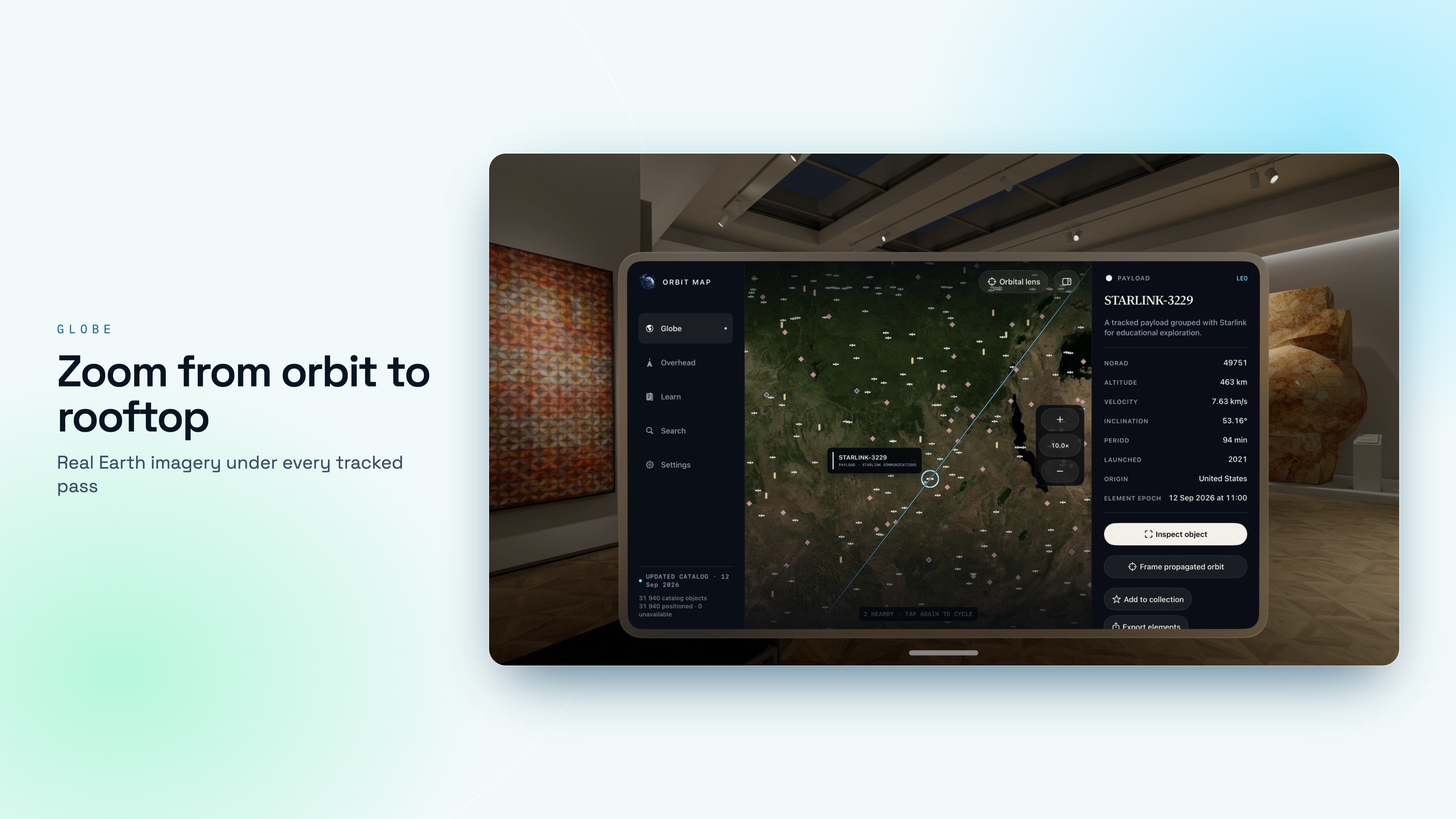 Orbit Map on Apple Vision Pro, screen 2