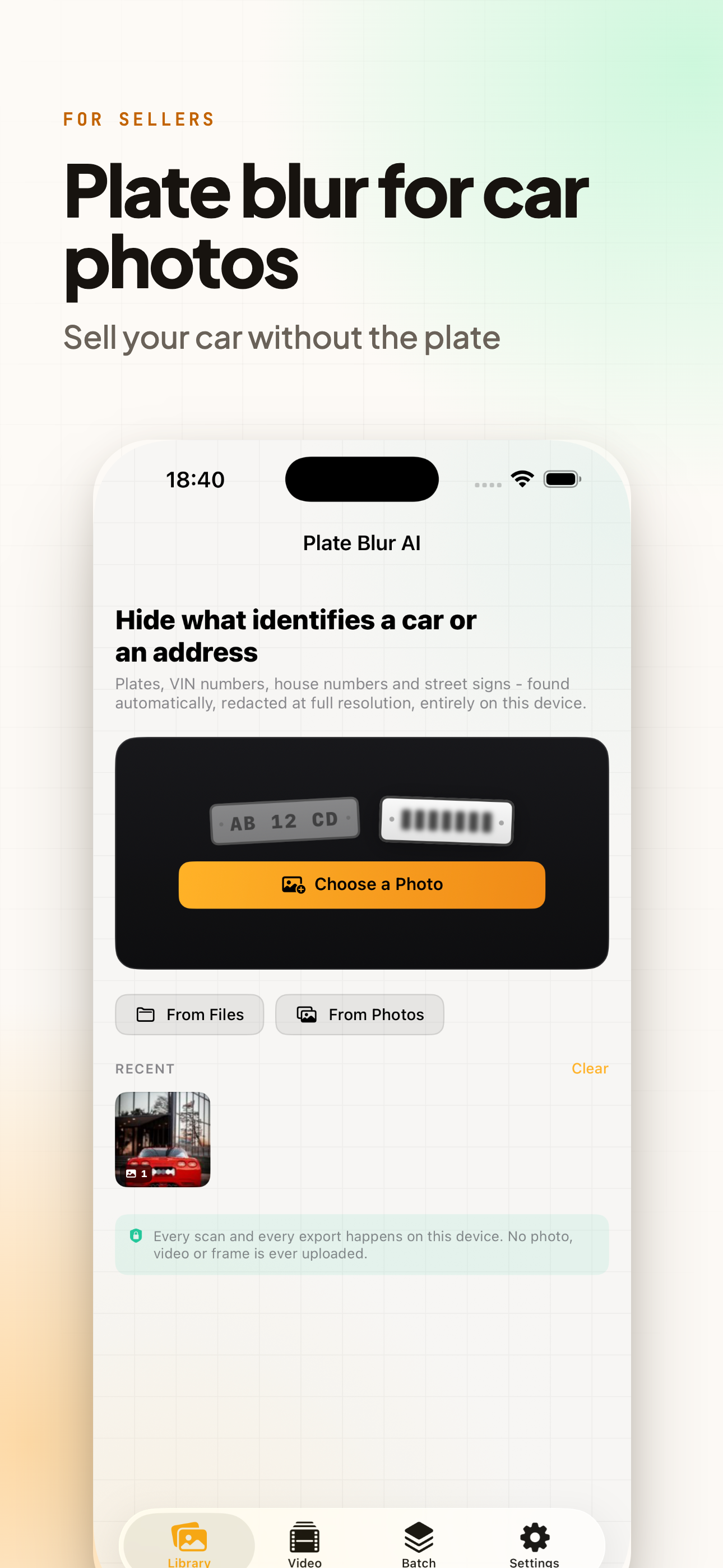 Plate Blur AI on iPhone, screen 4