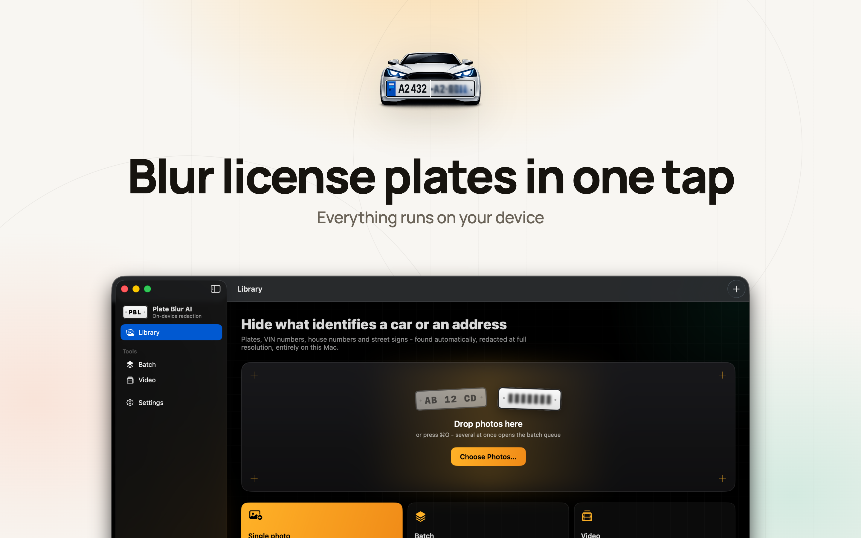 Plate Blur AI on Mac, screen 1
