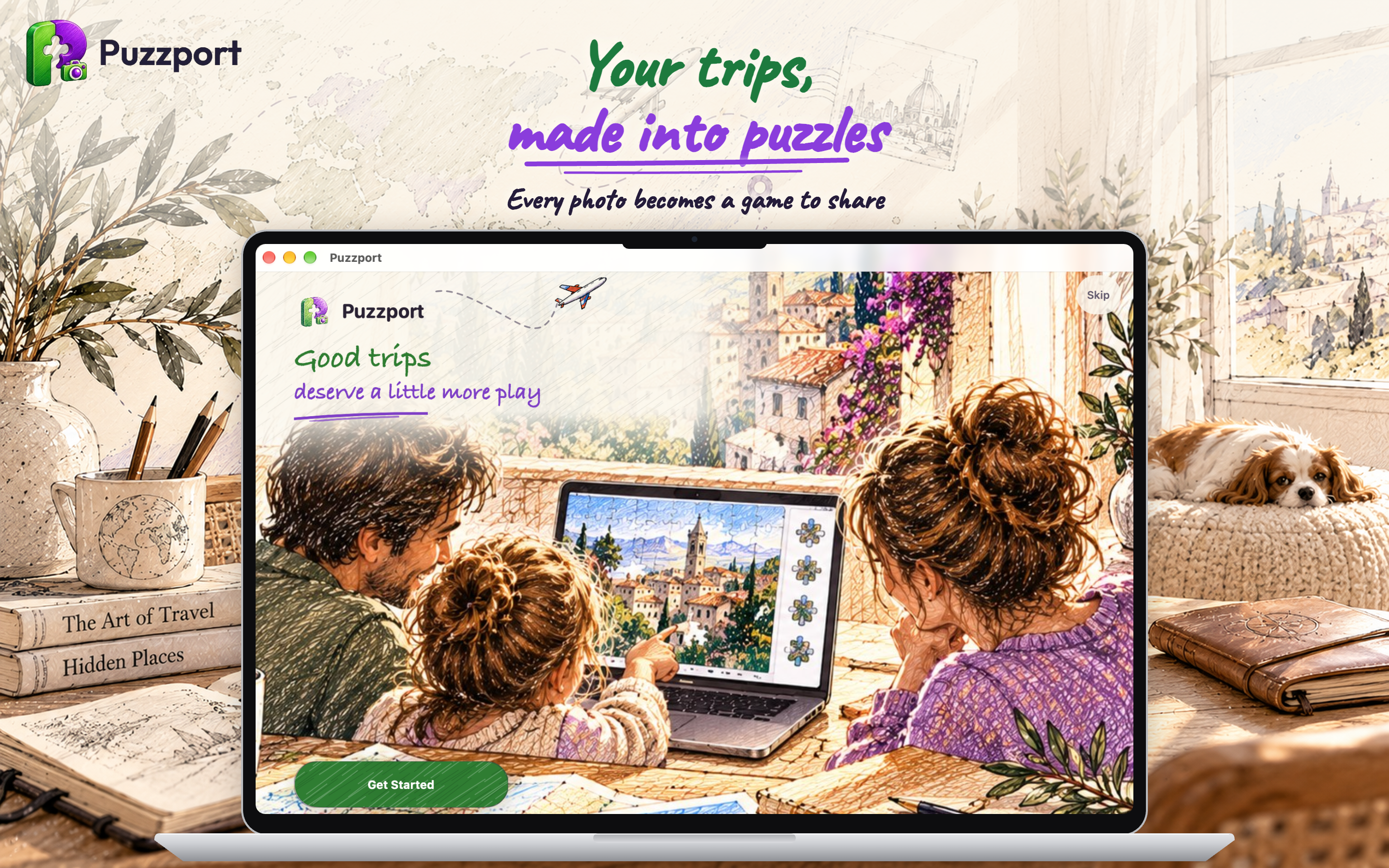 Puzzport on Mac: trip photos made into puzzles to share