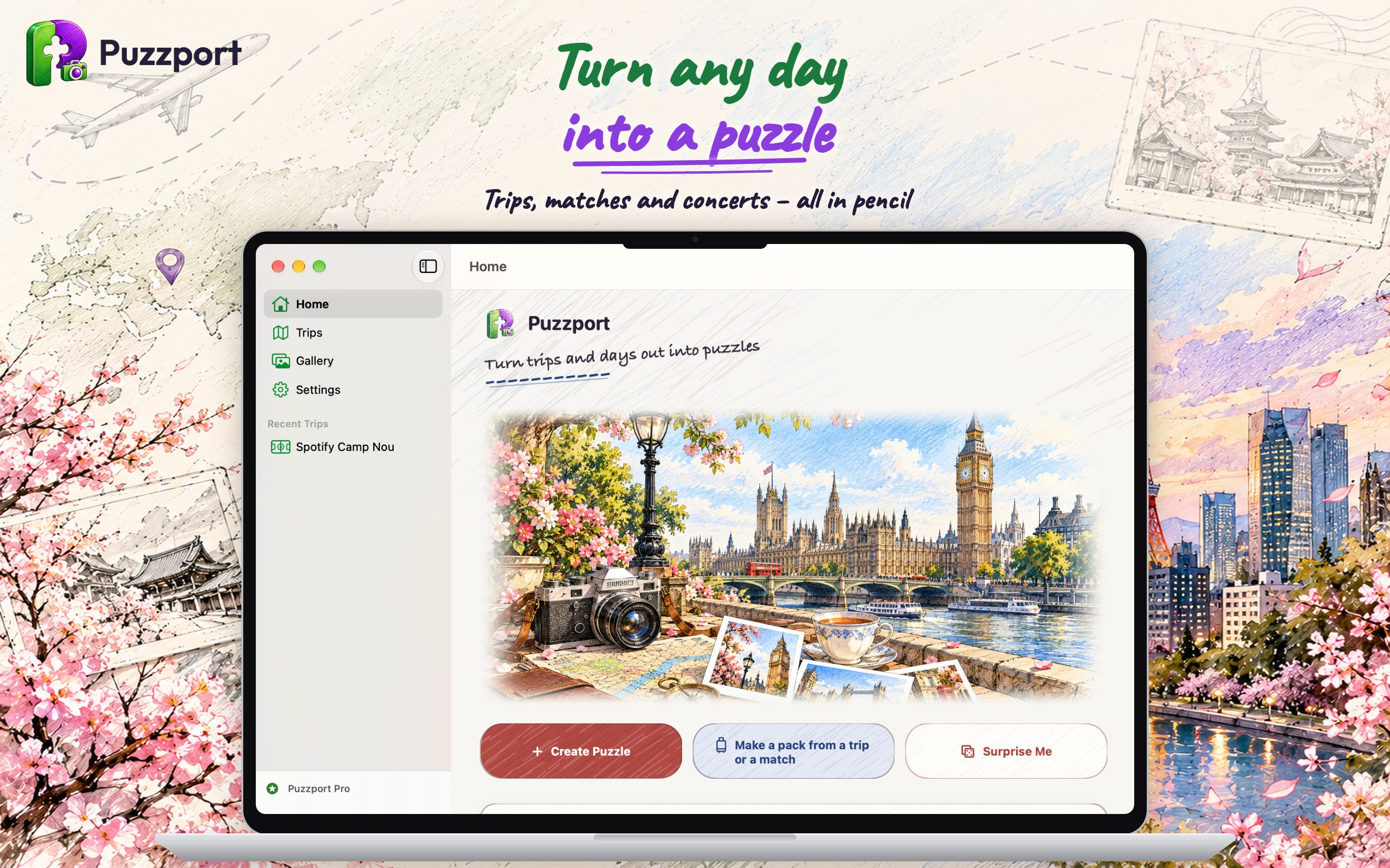 Puzzport on Mac: turning any day out into a puzzle