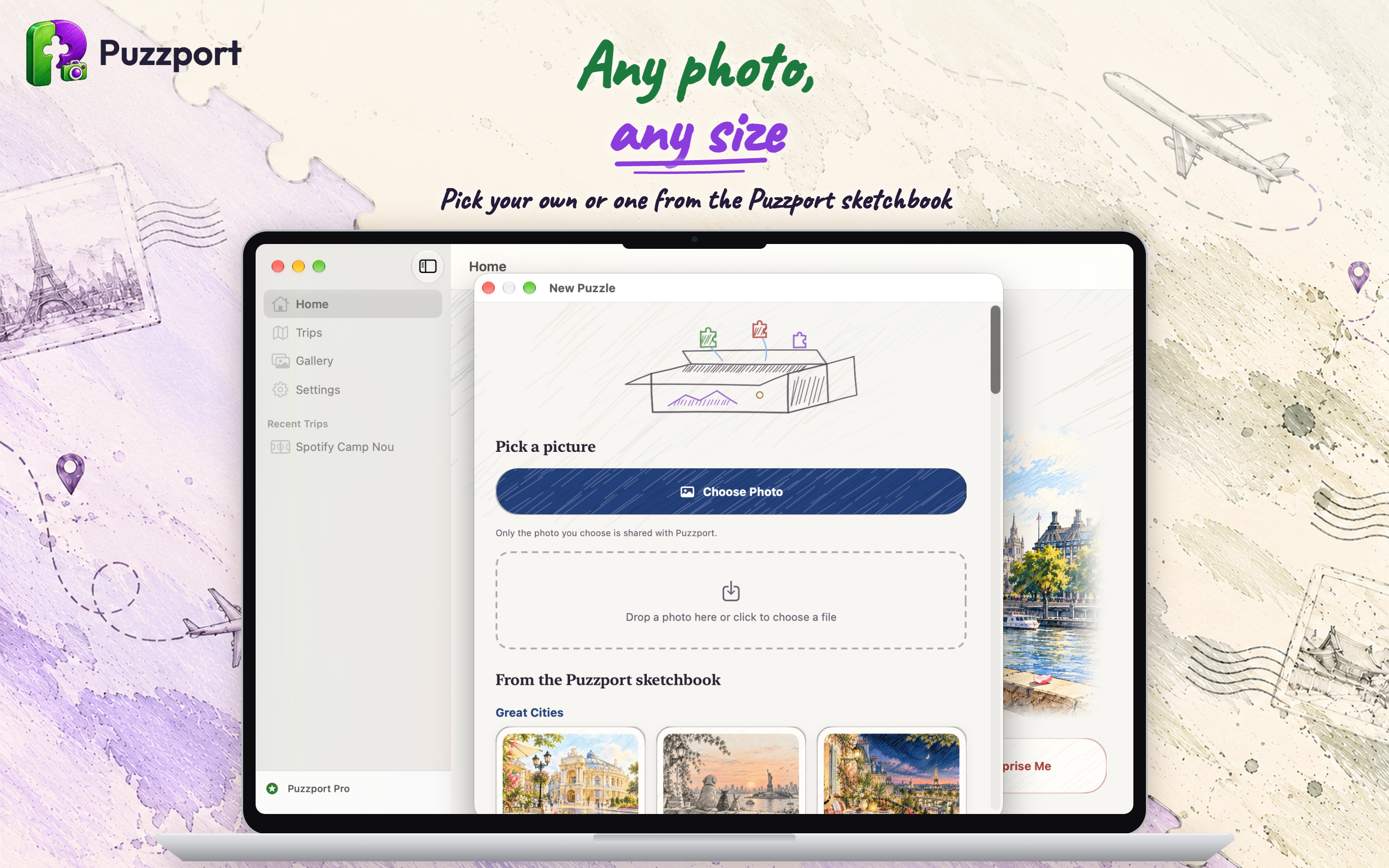 Puzzport on Mac: making a puzzle from any photo, in any size