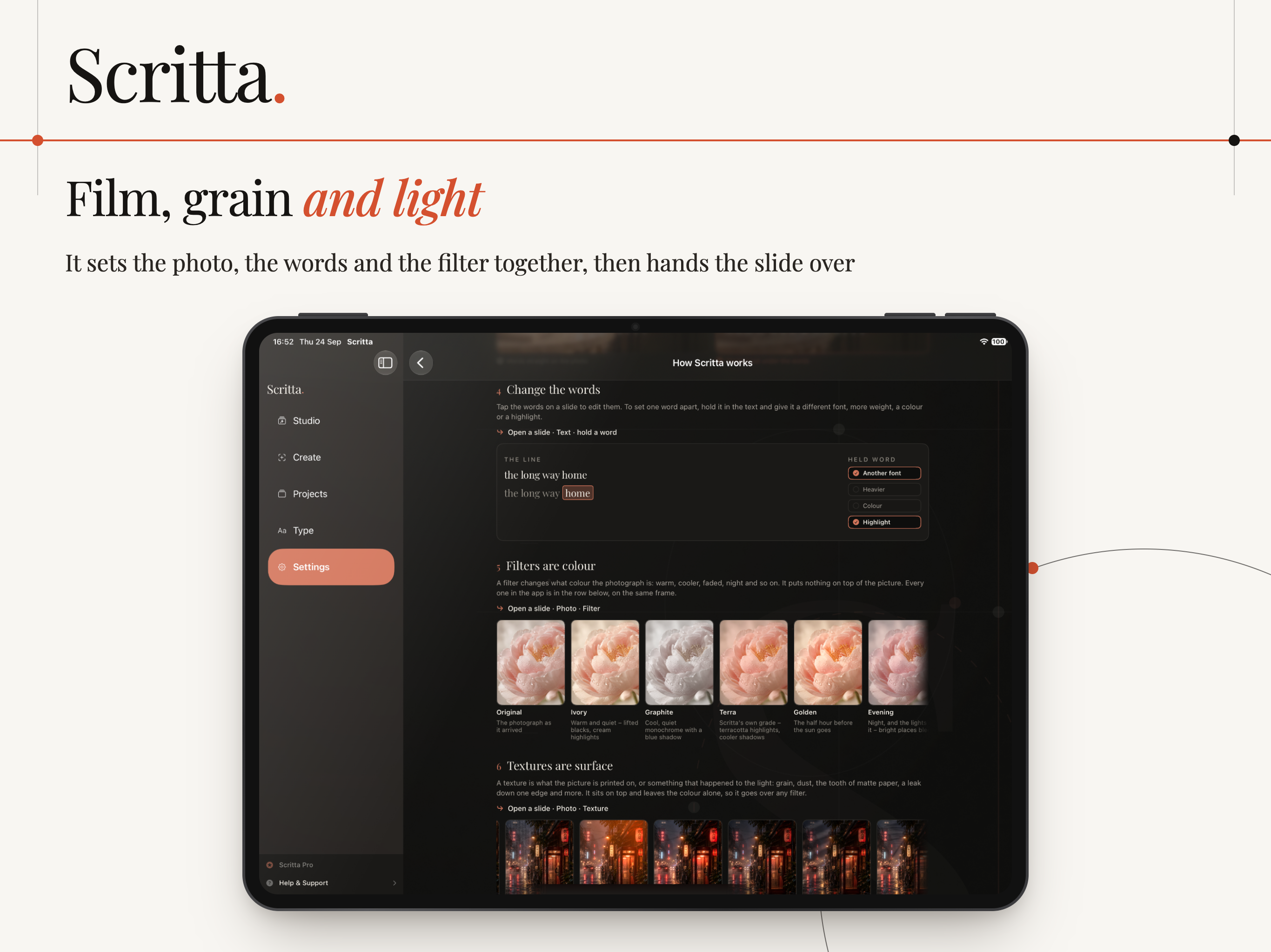 Scritta on iPad, screen 3