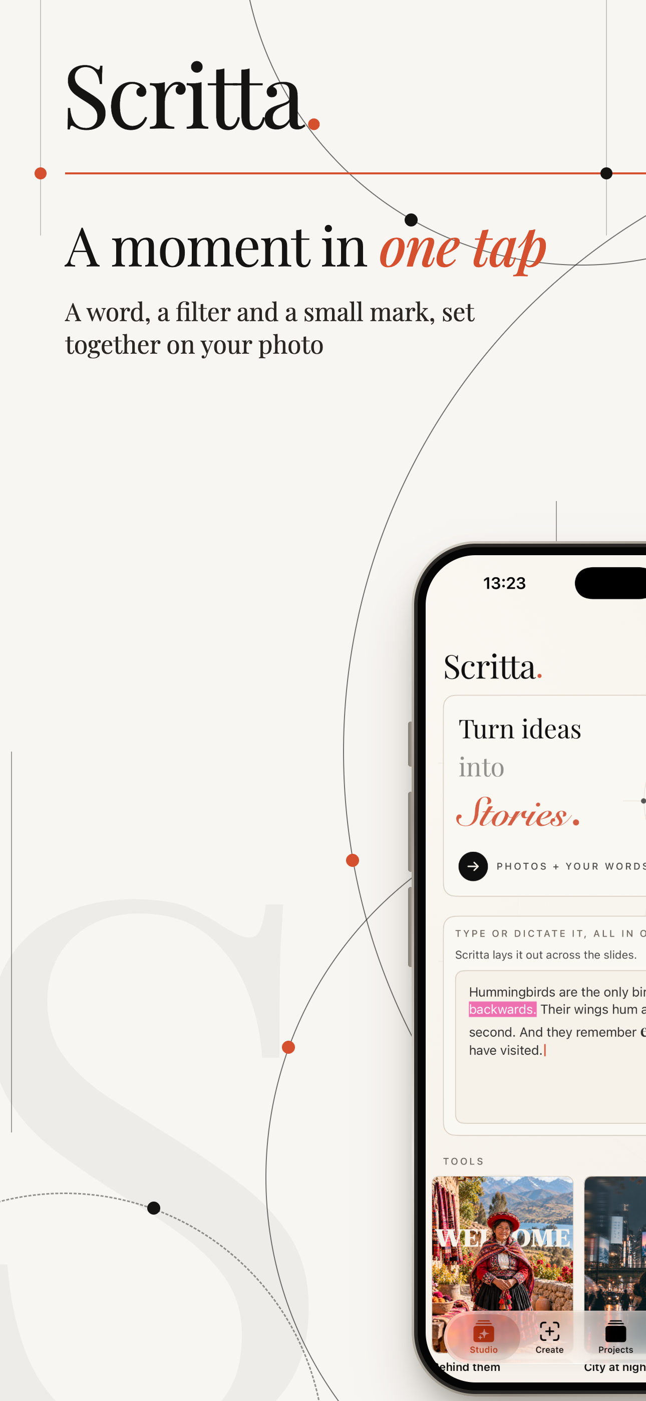 Scritta on iPhone, screen 1